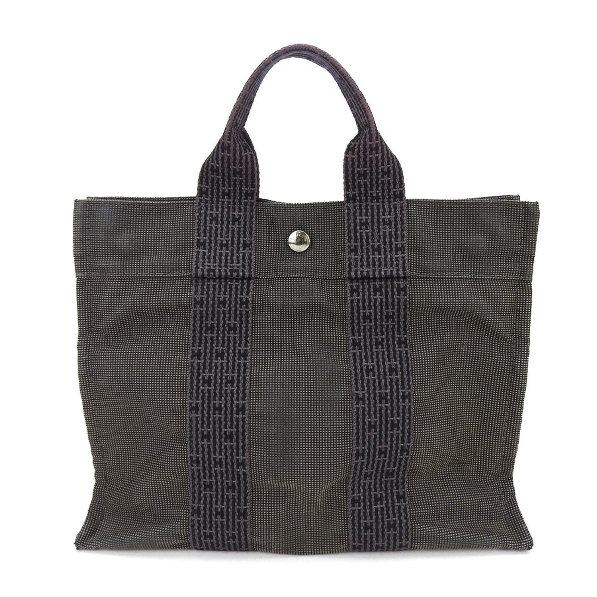 image of Hermes Handbag Tote Pm Ale Line Old Metal Fittings Gray Canvas Unisex Ladies Men Hermes Her Pm Logo
