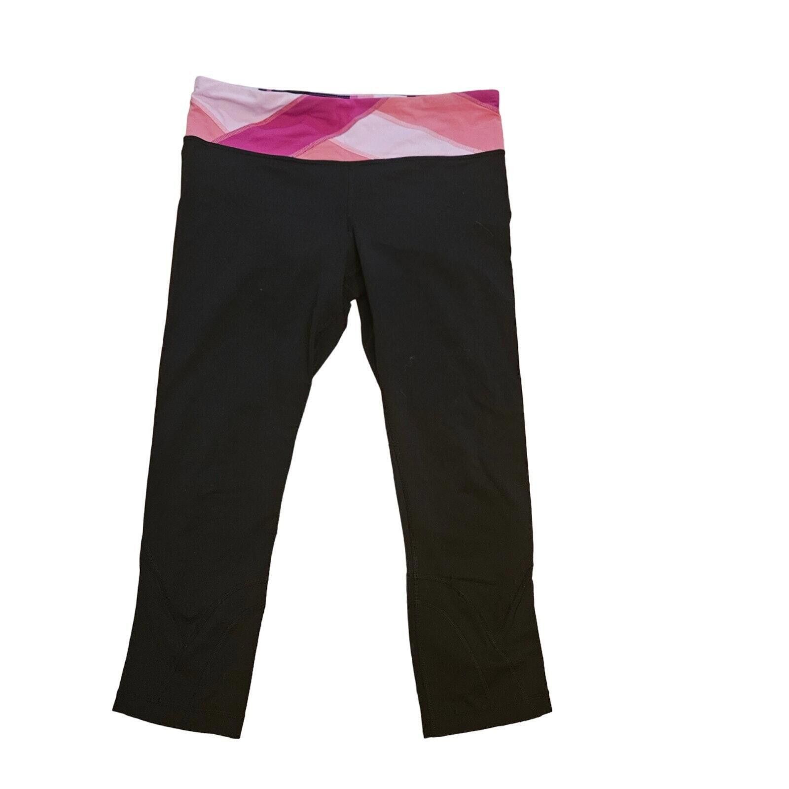 Lululemon Cropped Pinkband Leggings SZ 8 + Bonus Lulu bag!