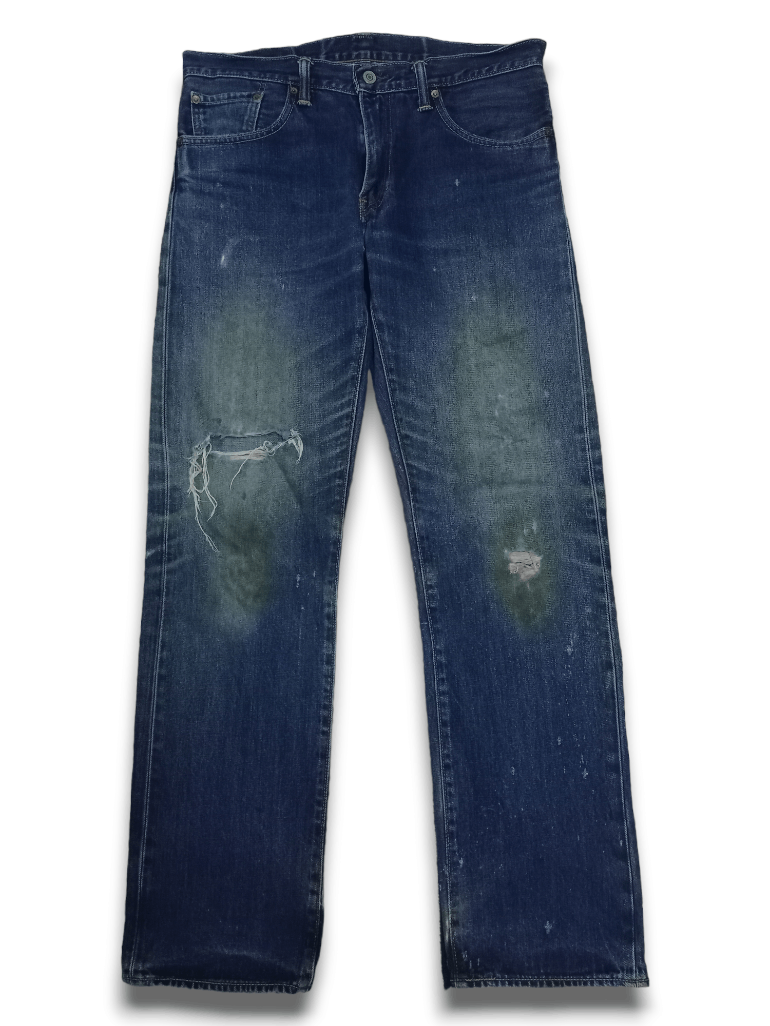 image of Distressed Denim x Levis Vintage Levis 502 Painted Mud Wash Baggy Jeans in Blue, Men's (Size 35)