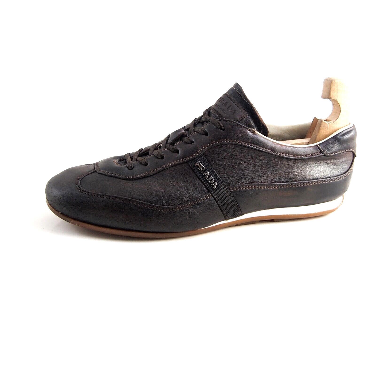 Prada Prada 4E2065 Sneakers Trainers Brown Leather EU 41.5 US 8.5 Size US 8.5 / EU 41-42 - 1 Thumbnail