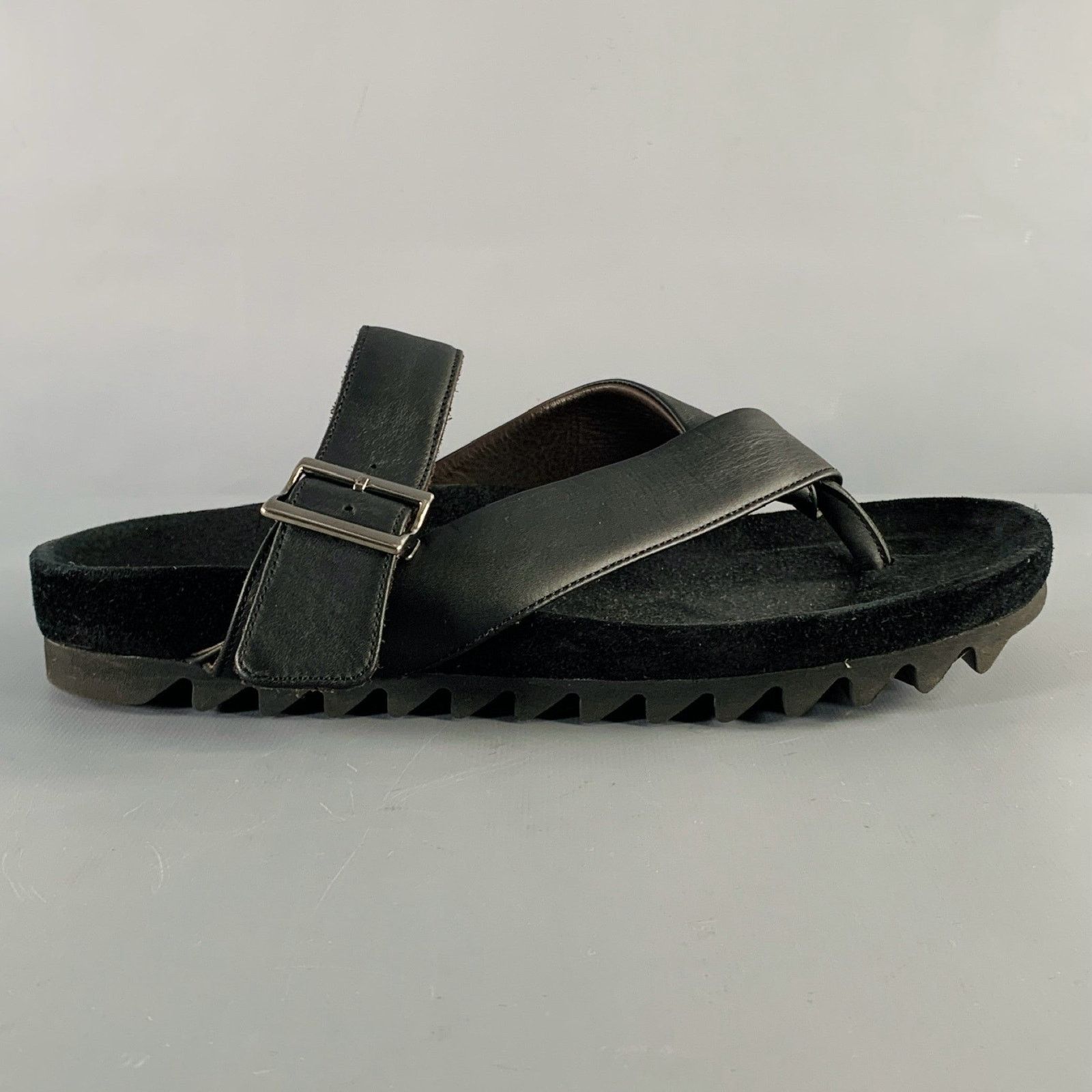 Lanvin LANVIN Size 8 Black Leather Thong Sandals Size US 8 / EU 41 - 2 Thumbnail