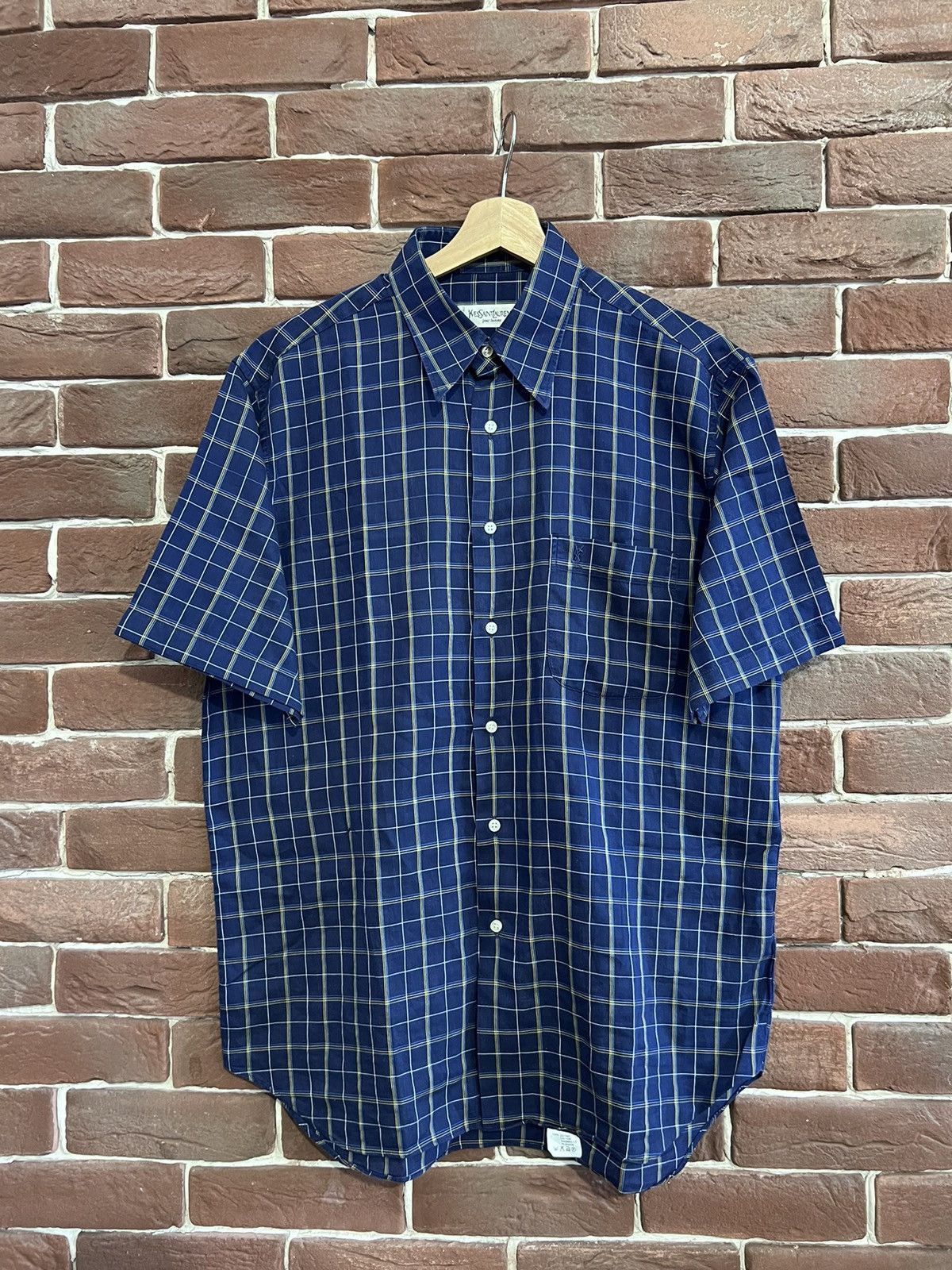 Yves Saint Laurent 90s Vintage Yves Saint Laurent Big Button Short Sleeve Shirt Size US M / EU 48-50 / 2 - 1 Thumbnail