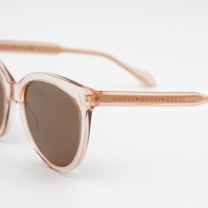 Gucci Gucci GG0565S 004 Sunglasses Shiny Pink Cat Eye Frame, Brown Size ONE SIZE - 4 Thumbnail