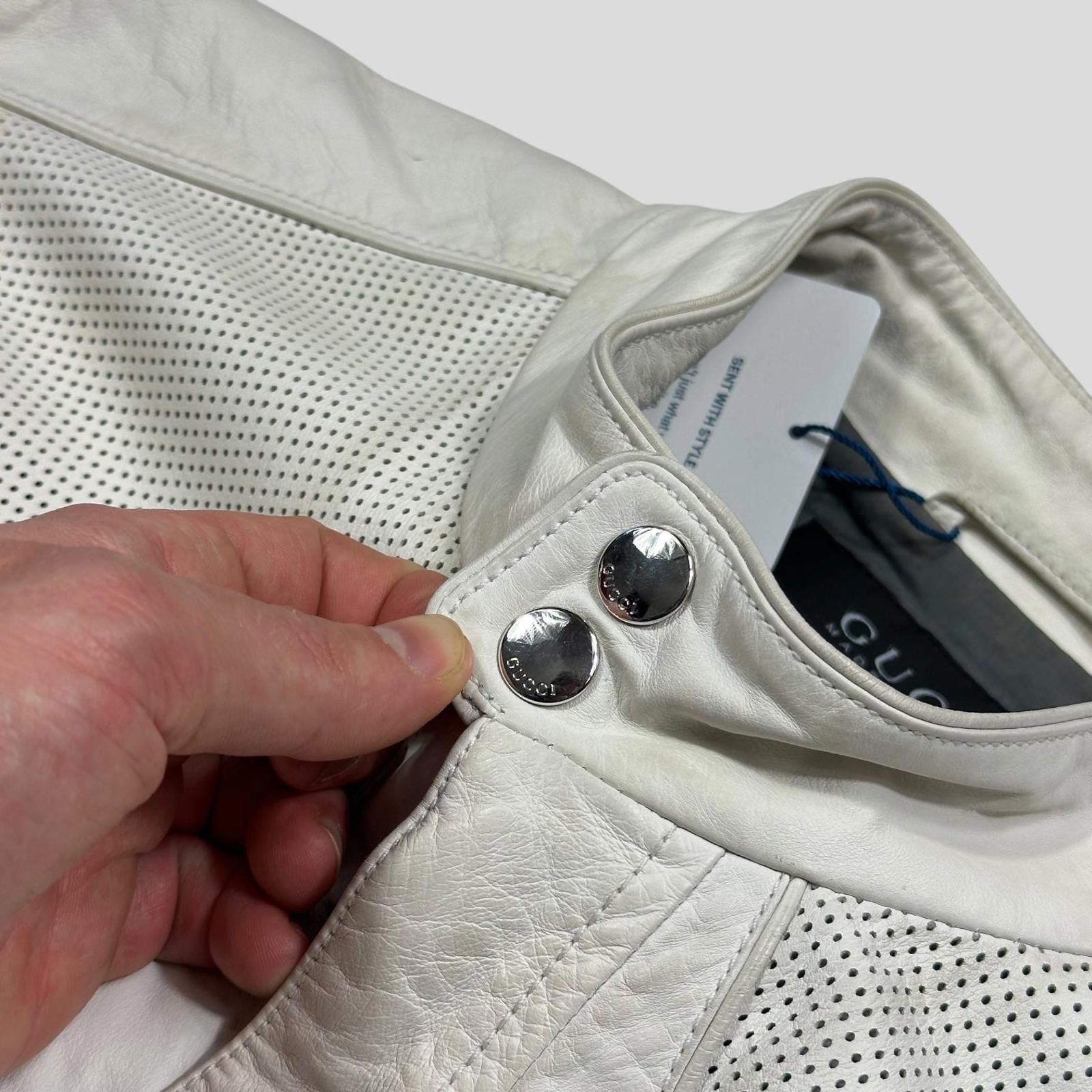 Gucci Gucci 2010 Nappa Leather Café Racer Perforate Biker Jacket L Size US L / EU 52-54 / 3 - 5 Thumbnail