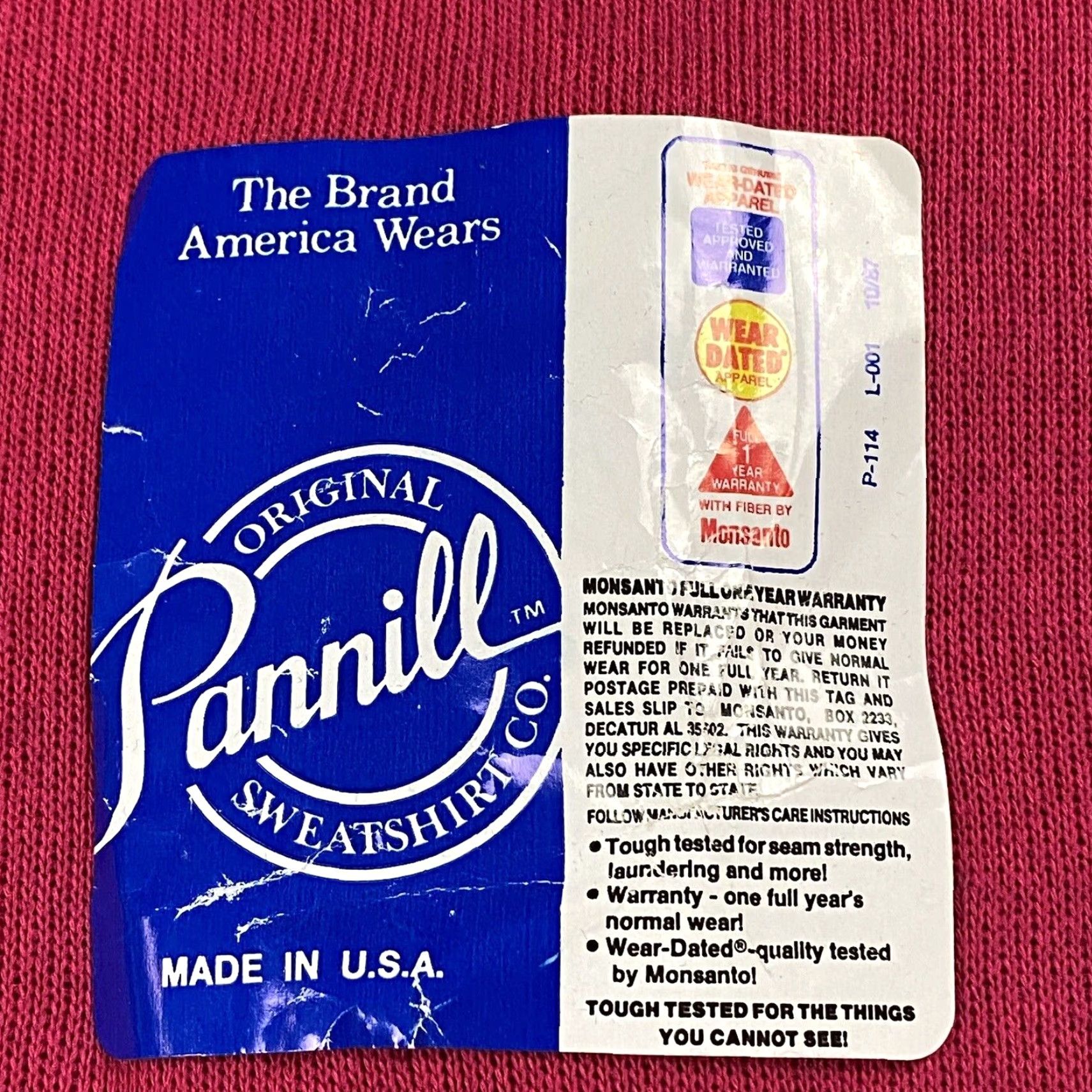 Pinko VINTAGE Pannill Sweatshirt Shirt Unisex Adults L - Pink Magenta 50-50 Raglan Sleeve USA 1980s Size US L / EU 52-54 / 3 - 2 Thumbnail