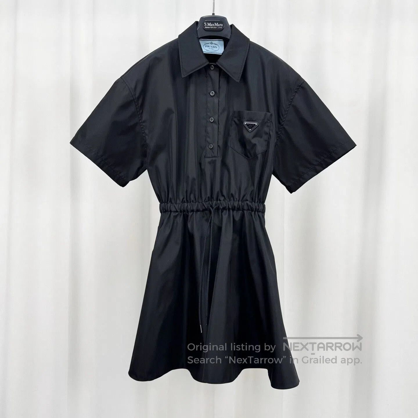 Prada Prada 24SS Nylon Triangle Logo Waist-Tie Dress. Size S / US 4 / IT 40 - 1 Thumbnail