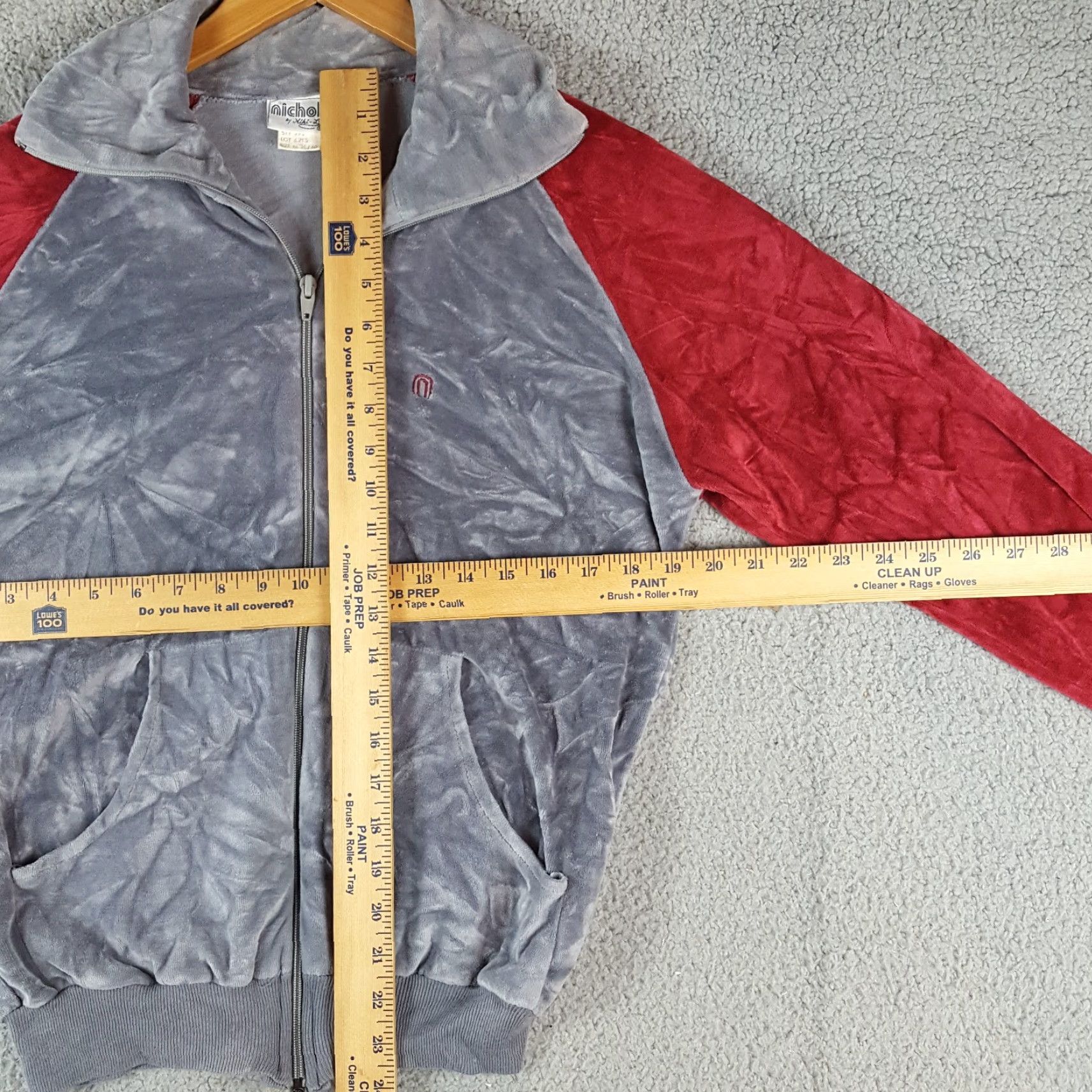 NICHOLAS VINTAGE Nicholas Velour Tracksuit Track Jacket Mens S Red 80s Windbreaker Zip Full Zip Embroidered Logo Pockets Athletic Retro Size US 29 - 8 Thumbnail