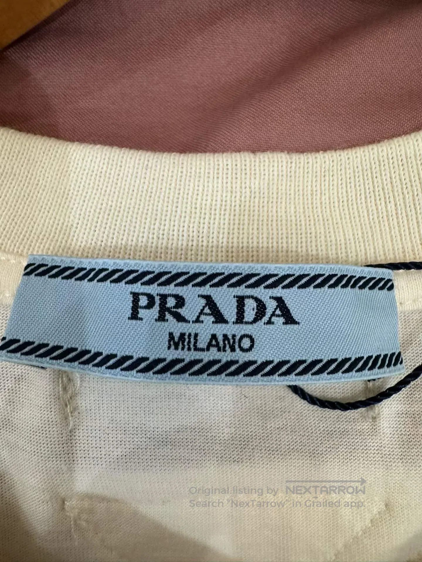 Prada Prada Off-White Chest Letter Short Sleeve T-Shirt| Size M / US 6-8 / IT 42-44 - 4 Thumbnail