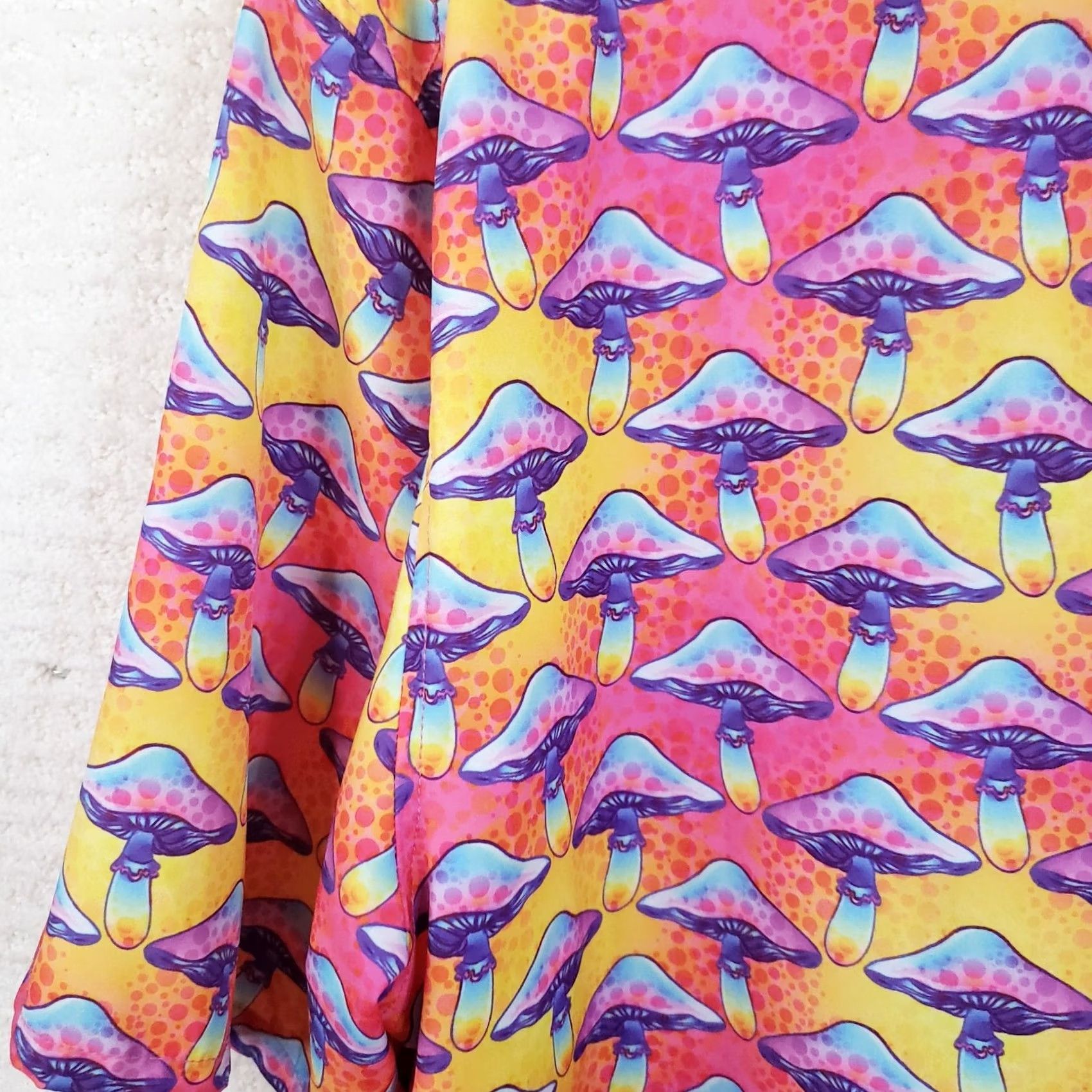 WeSC WeSC Aloha Hawaiian Camp Shirt Mens L Pink Yellow Purple Mushroom Pattern Sweden Size US L / EU 52-54 / 3 - 6 Thumbnail
