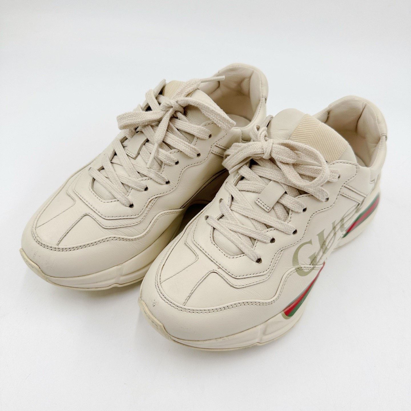 Gucci Gucci Rhyton Red Green Stripe White Sneakers Size US 4.5 / IT 34.5 - 1 Thumbnail