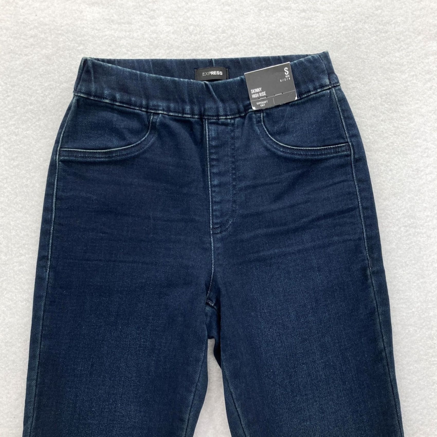 Express Express Jeans Womens Small Blue High Rise Skinny PulLOn Jeggings Supersoft Knit Size 28" / US 6 / IT 42 - 2 Thumbnail