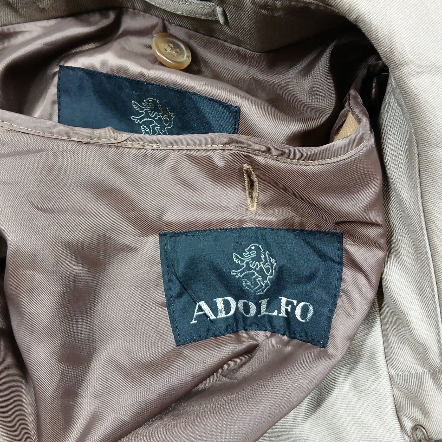 Vintage Adolfo Classic Double Breasted Lined Belted Tan Trench Coat Men's Size US S / EU 44-46 / 1 - 4 Thumbnail