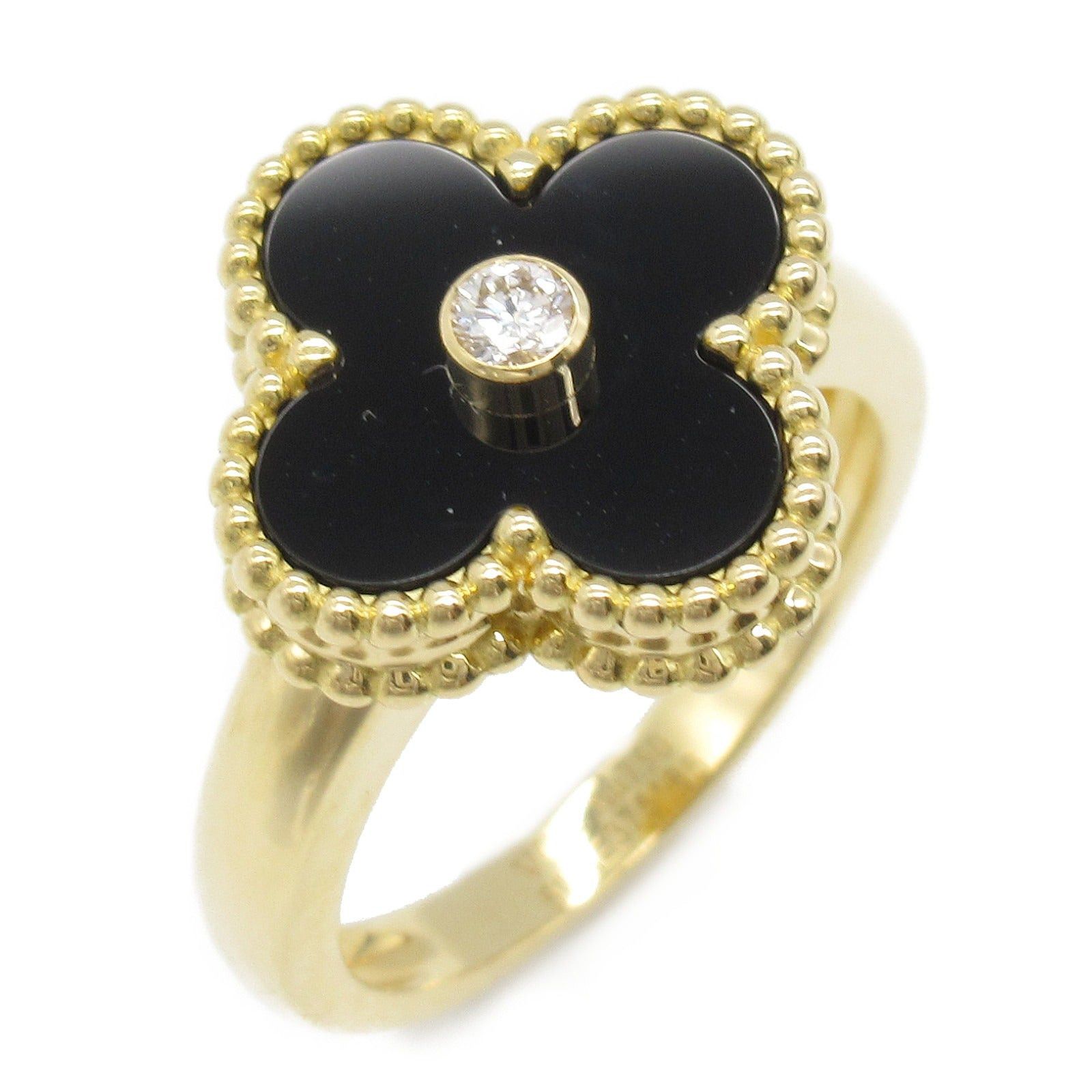 Van Cleef & Arpels Van Cleef Arpels Alhambra Ring Onyx 1Pd K18 (Yellow Gold) Diamond Clear Black Size ONE SIZE - 1 Thumbnail