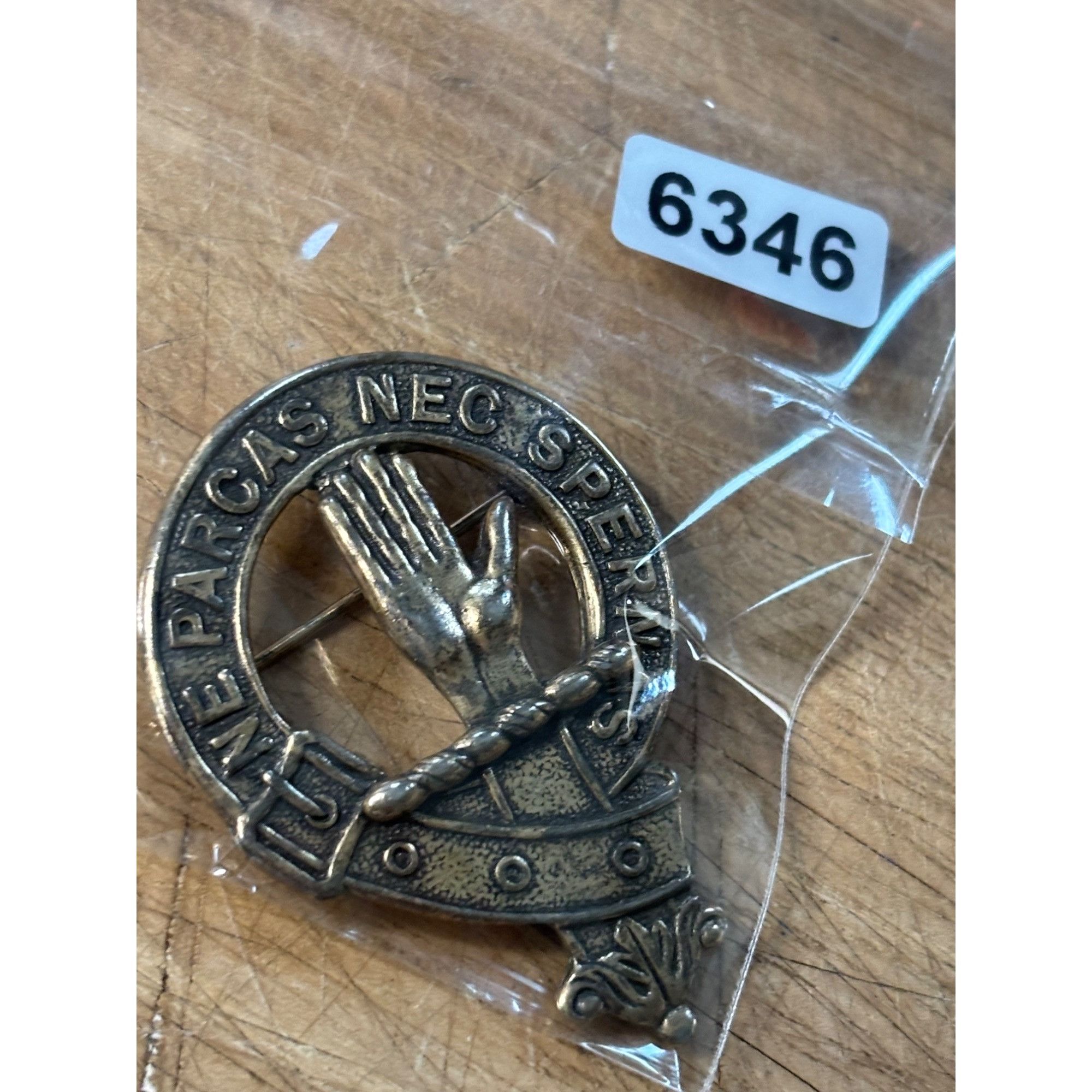 Vintage Clan Lamont Crest Badge Brooch Pin With Latin Motto