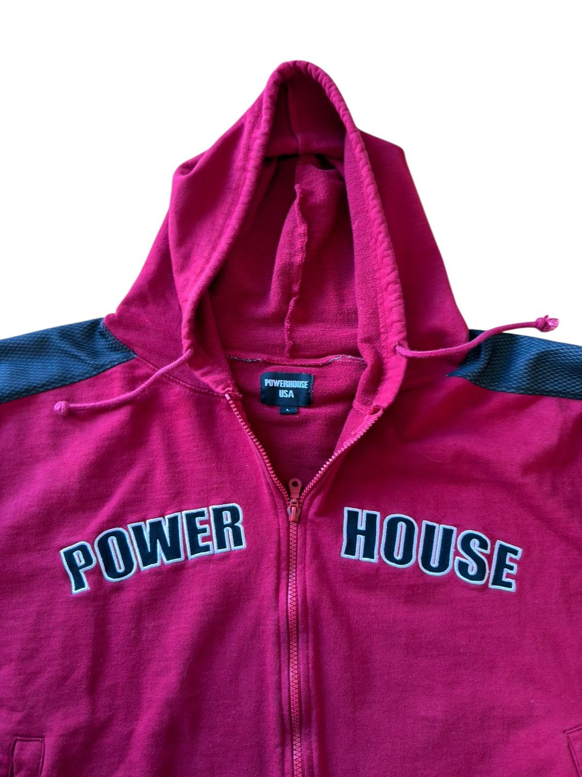 Vintage *RARE* 90s 00s POWERHOUSE GYM BOXY HOODIE ZIPUP FITNESS Size US L / EU 52-54 / 3 - 3 Thumbnail