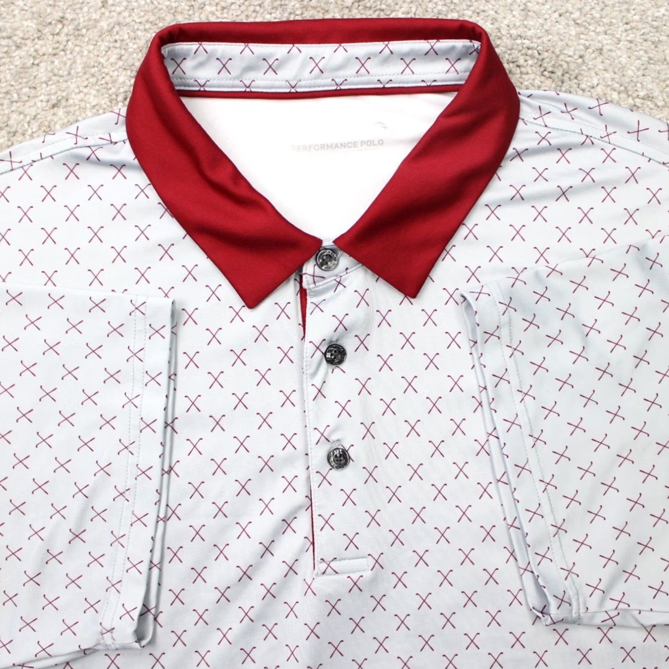 Vintage Maelreg Polo Shirt Mens XL Gray/Red Golf Club All Over Print S/S Shirt Polo Stadium Sports Shirt Mens XL Gray/Red 90s Size US XL / EU 56 / 4 - 2 Thumbnail