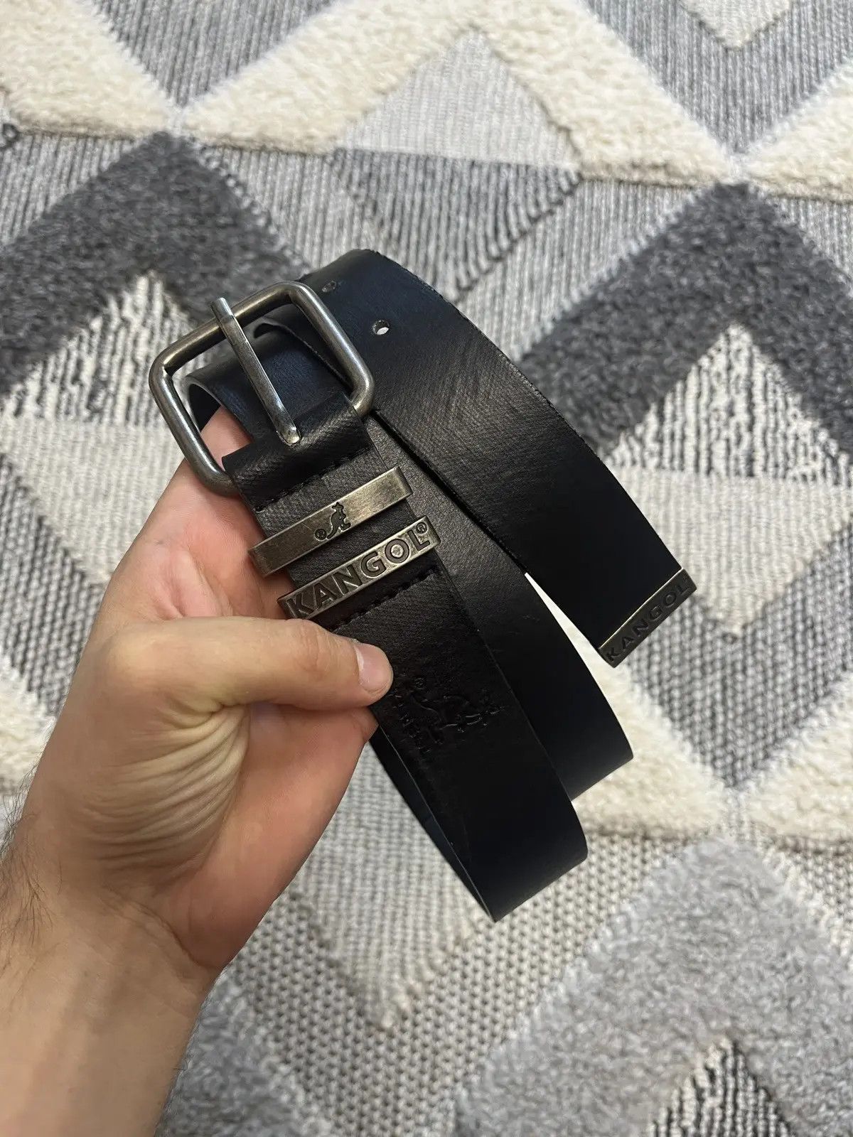 Kangol Vintage Kangol Black Leather Belt with Metal Logo Buckle Size ONE SIZE - 1 Thumbnail