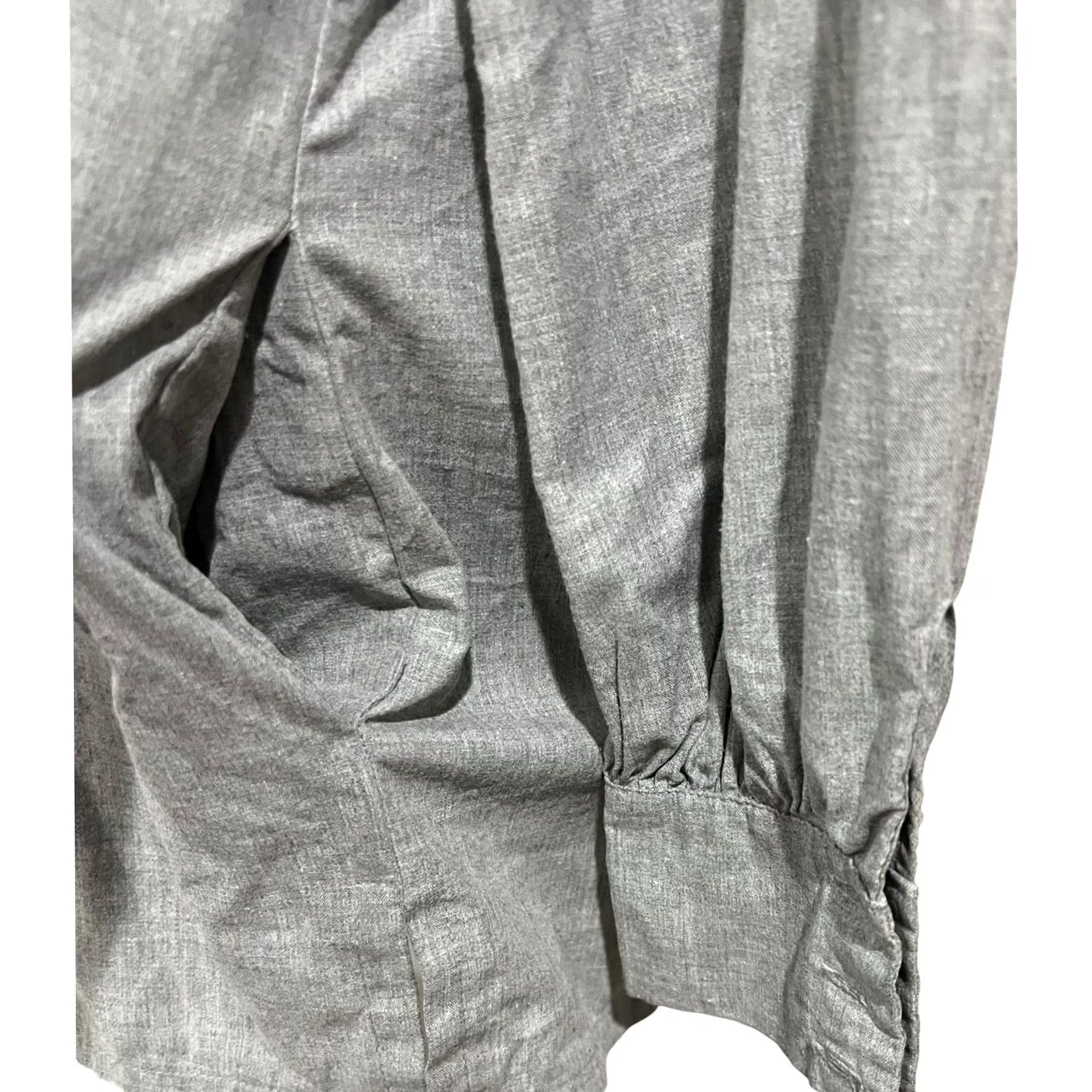 Vintage Kayce Hughes Blouse Womens Popover Top Gray Collared Long Sleeve with Pockets Size 2 Regular XS? Size XS / US 0-2 / IT 36-38 - 4 Thumbnail