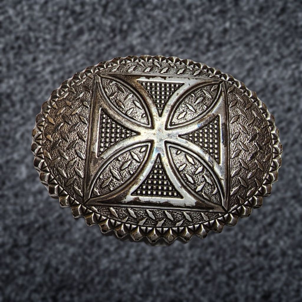 Vintage VINTAGE Crumrine Classic Cross Western Cowboy Belt Buckle 1980s Silver Unisex Size ONE SIZE - 1 Thumbnail