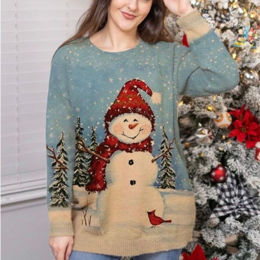 Other New Womens Christmas Sweater Snowman Graphic 2XL Size XXL / US 16-18 / IT 52-54 - 3 Thumbnail