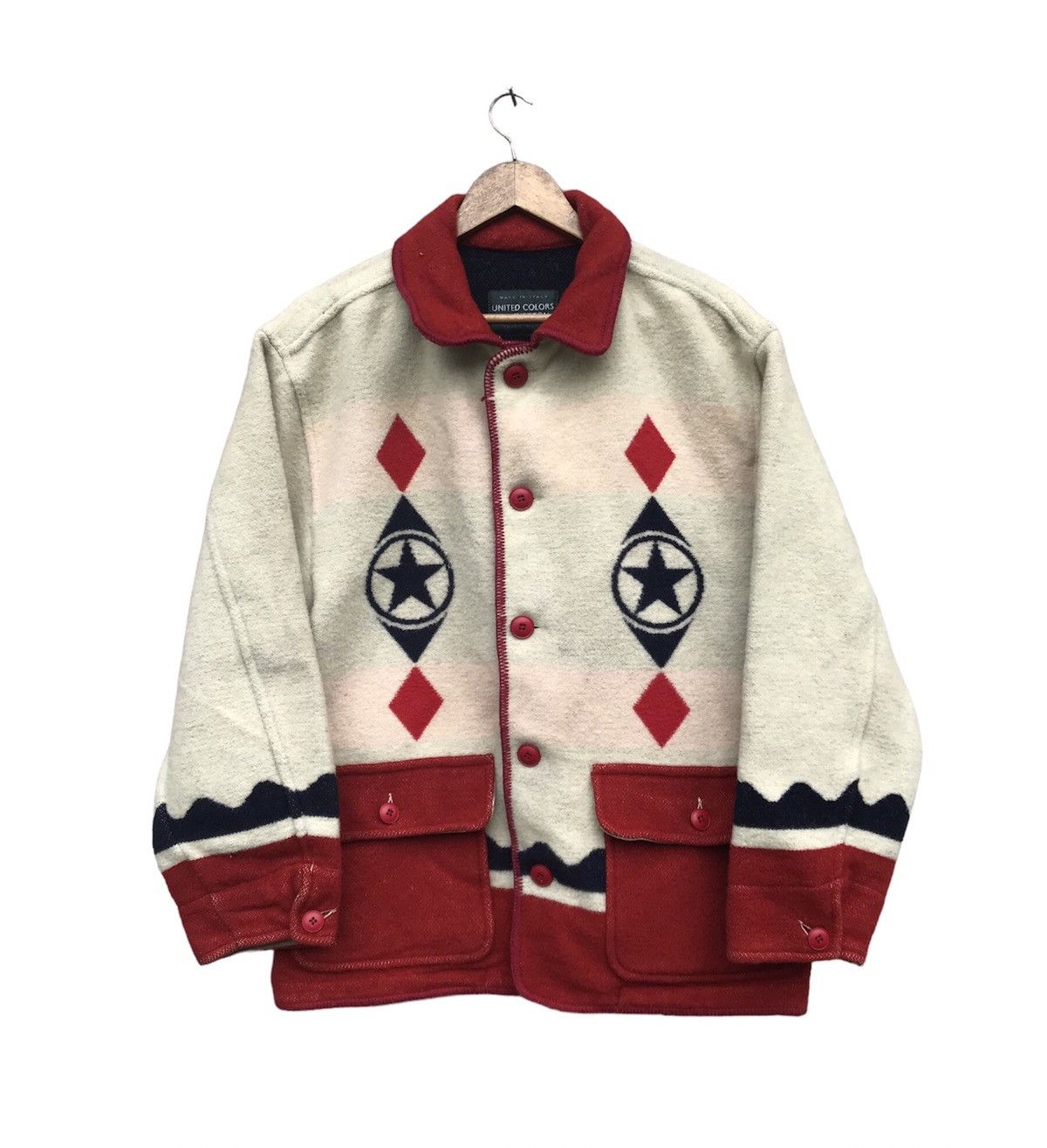 image of Archival Clothing x Cashmere Wool Vintage United Colors Of Benetton Wool Jacket Multicolors (Size M