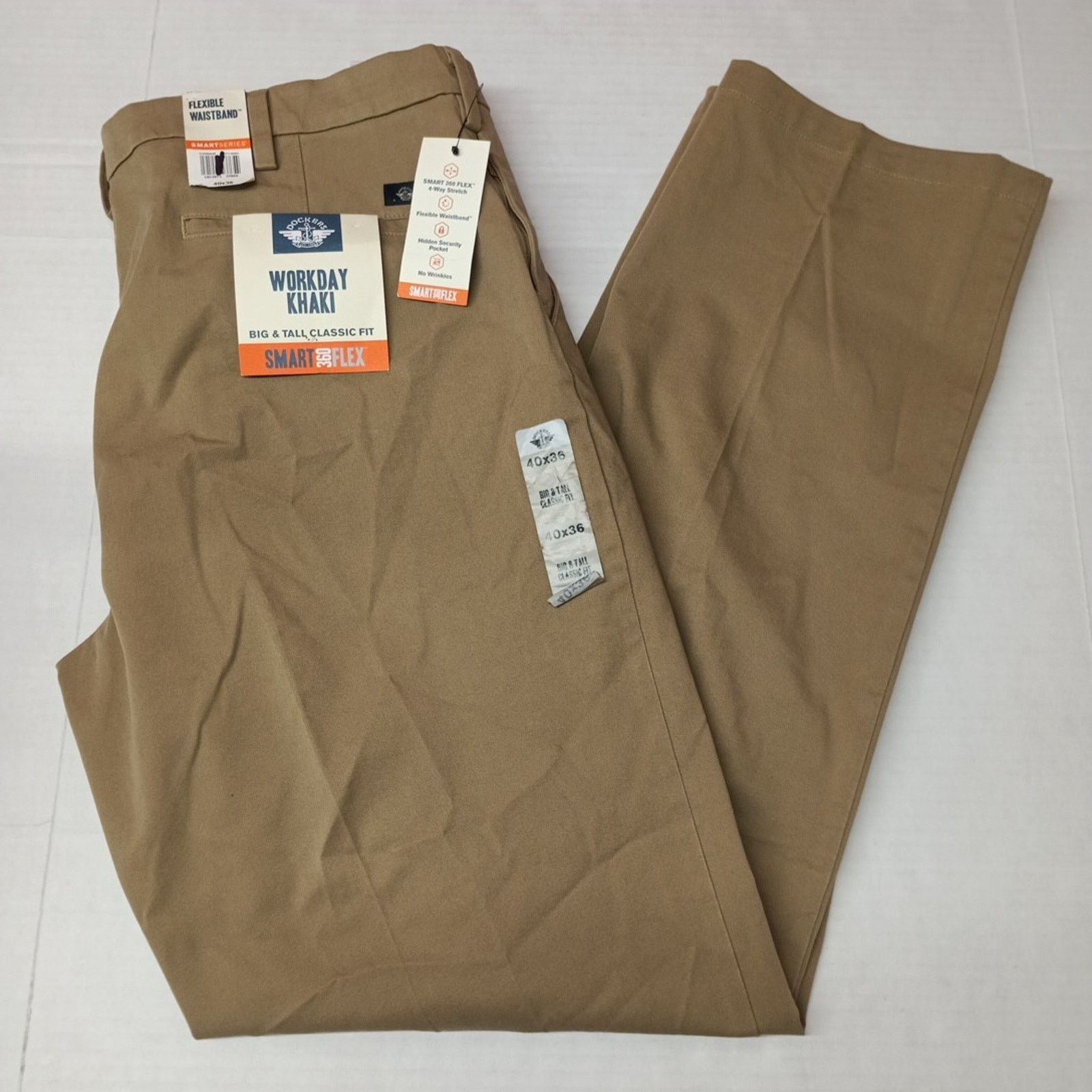 Dockers Dockers Workday Khakis Men's 40x36 Beige Straight Flex Waist Size US 40 / EU 56 - 1 Thumbnail