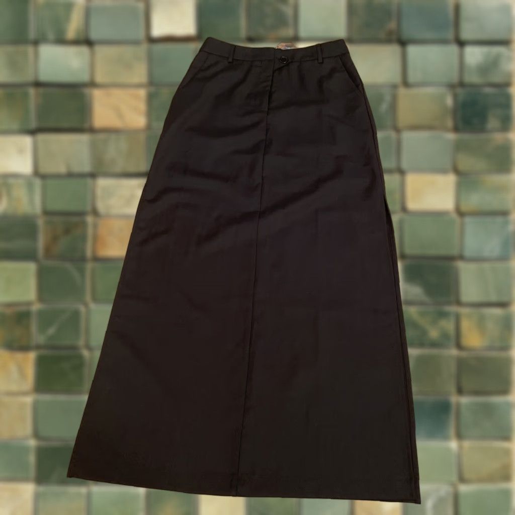 Vintage VINTAGE? No. New Commense Maxi Small Black Utility Skirt Side Slits Y2K Minimalist NWT Goth Size 28" / US 6 / IT 42 - 1 Thumbnail