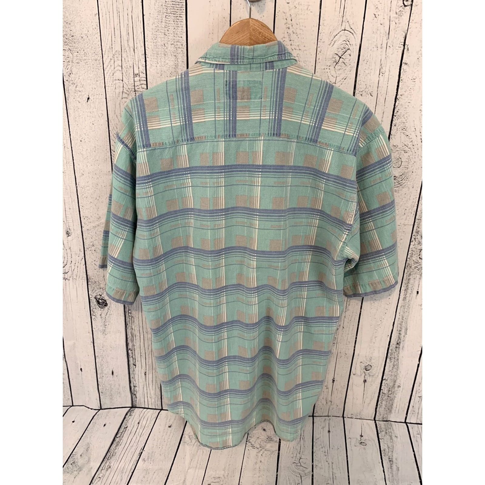 Vintage WEEKENDS VTG Blue Plaid Short Sleeve Button Front Shirt L Cotton, Weekends, Button-Up, Men, Blue, Size L Size US L / EU 52-54 / 3 - 3 Thumbnail