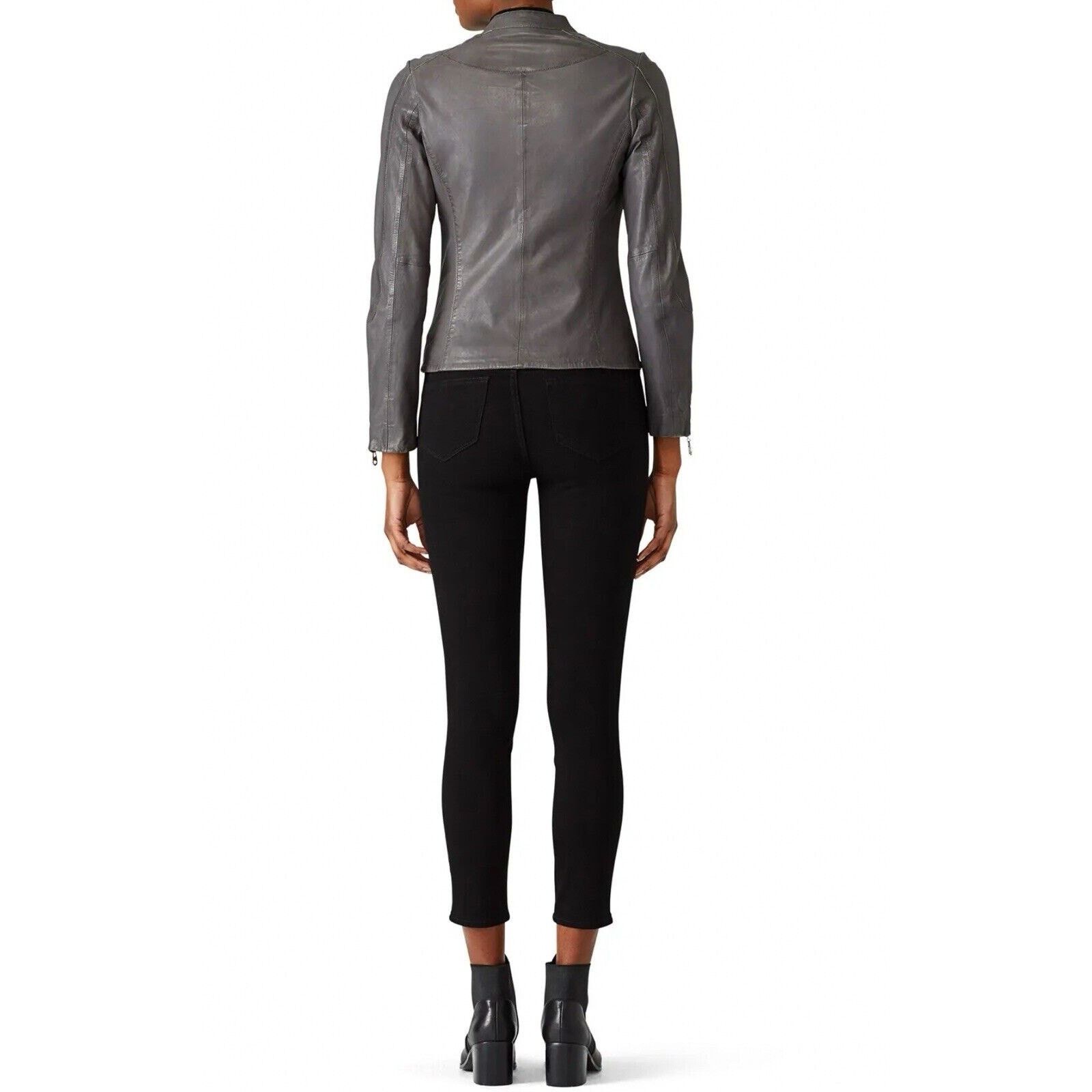 Other Doma Jacket Lamb Leather Gray Moto Biker Womens Large Size L / US 10 / IT 46 - 2 Thumbnail