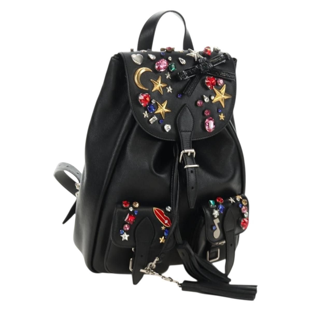Saint Laurent Paris SAINT LAURENT Backpack Leather Black Silver Auth 185905SM - Size ONE SIZE - 1 Thumbnail