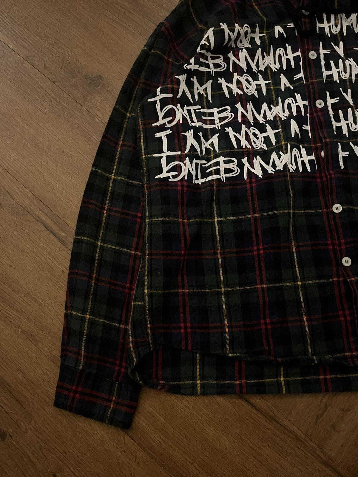 I Am Not A Human Being × If Six Was Nine 2000s I Am Not A Human Being - Graphic Plaid Hoodie Shirt Size US XL / EU 56 / 4 - 2 Thumbnail