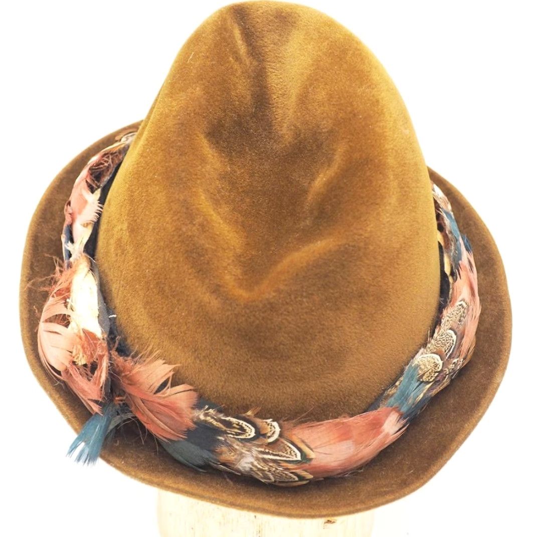 Vintage VINTAGE Bruder Dobesch Mens Fedora Brown Hat John Barkley Pittsburgh Hat 6-7/8 Mens Brown Vintage 90s Concert Football Mens Size ONE SIZE - 3 Thumbnail