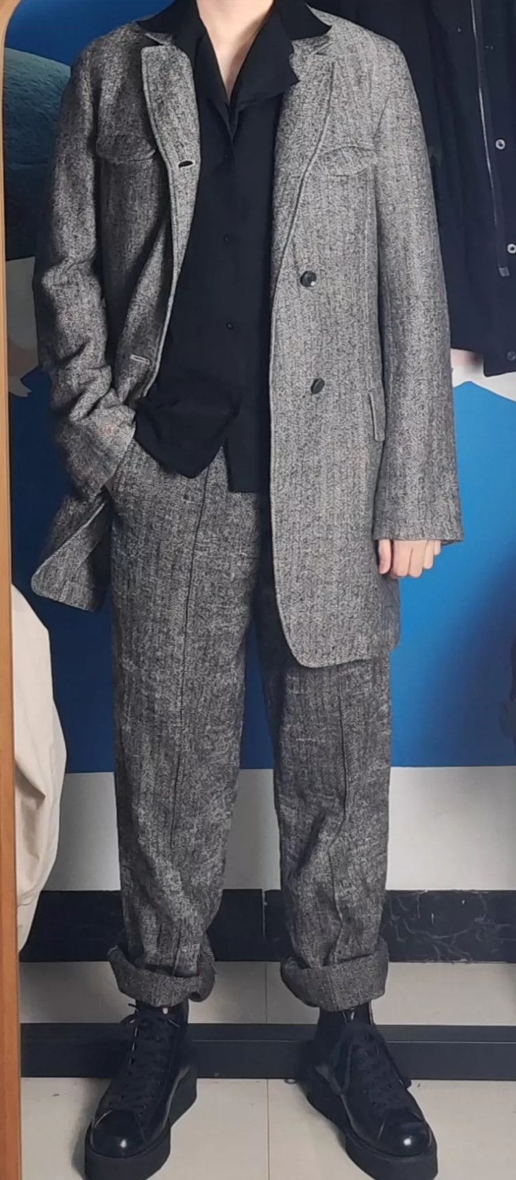 Yohji Yamamoto Yohji Yamamoto 11aw fishbone jacket 2505-Nextarrow Size US L / EU 52-54 / 3 - 7 Thumbnail