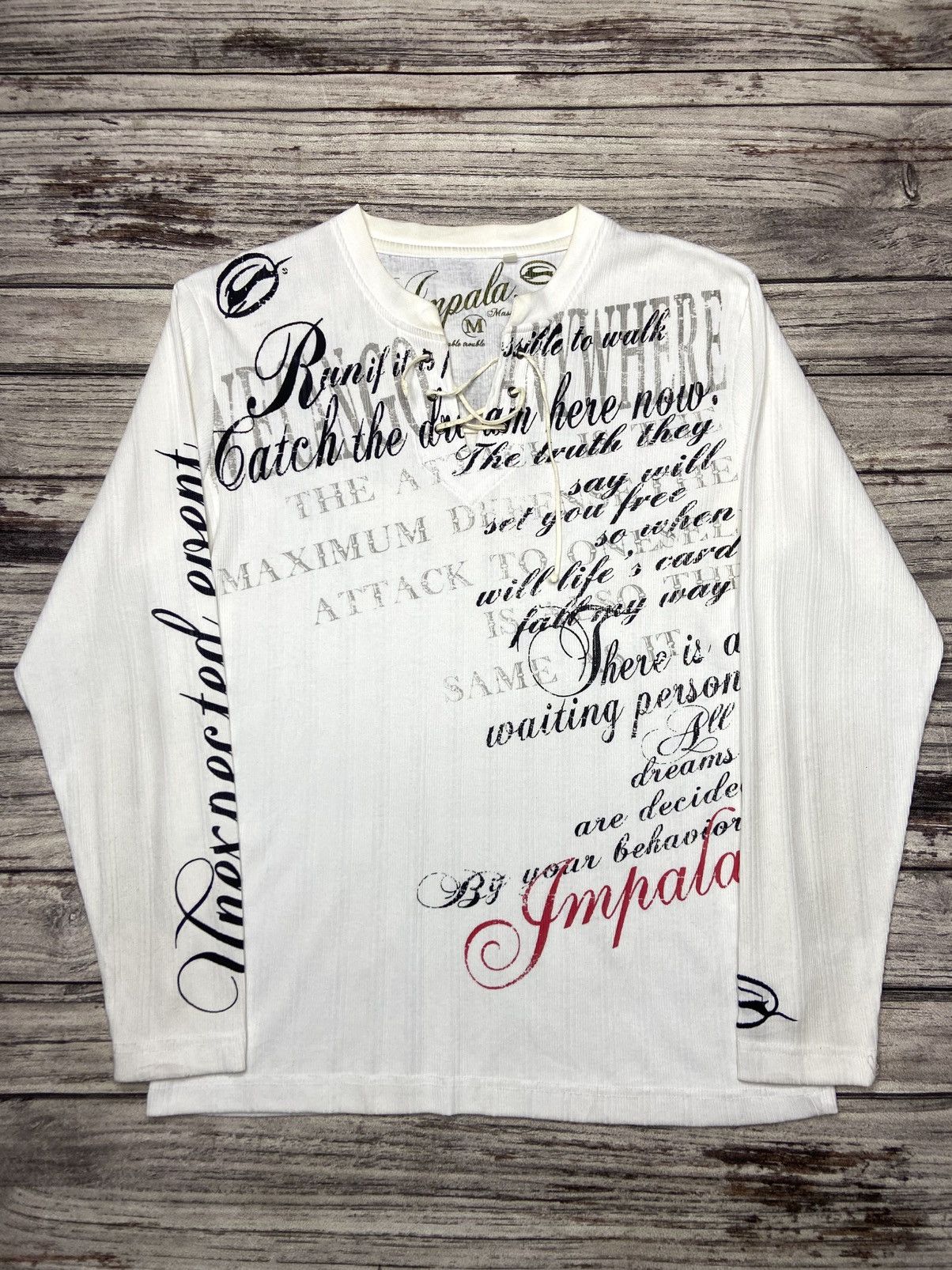 If Six Was Nine × Japanese Brand × Le Grande Bleu (L.G.B.) Rare Impala Goth Poem Style Japan Lace Up Thermal Longsleeve Size US M / EU 48-50 / 2 - 2 Thumbnail