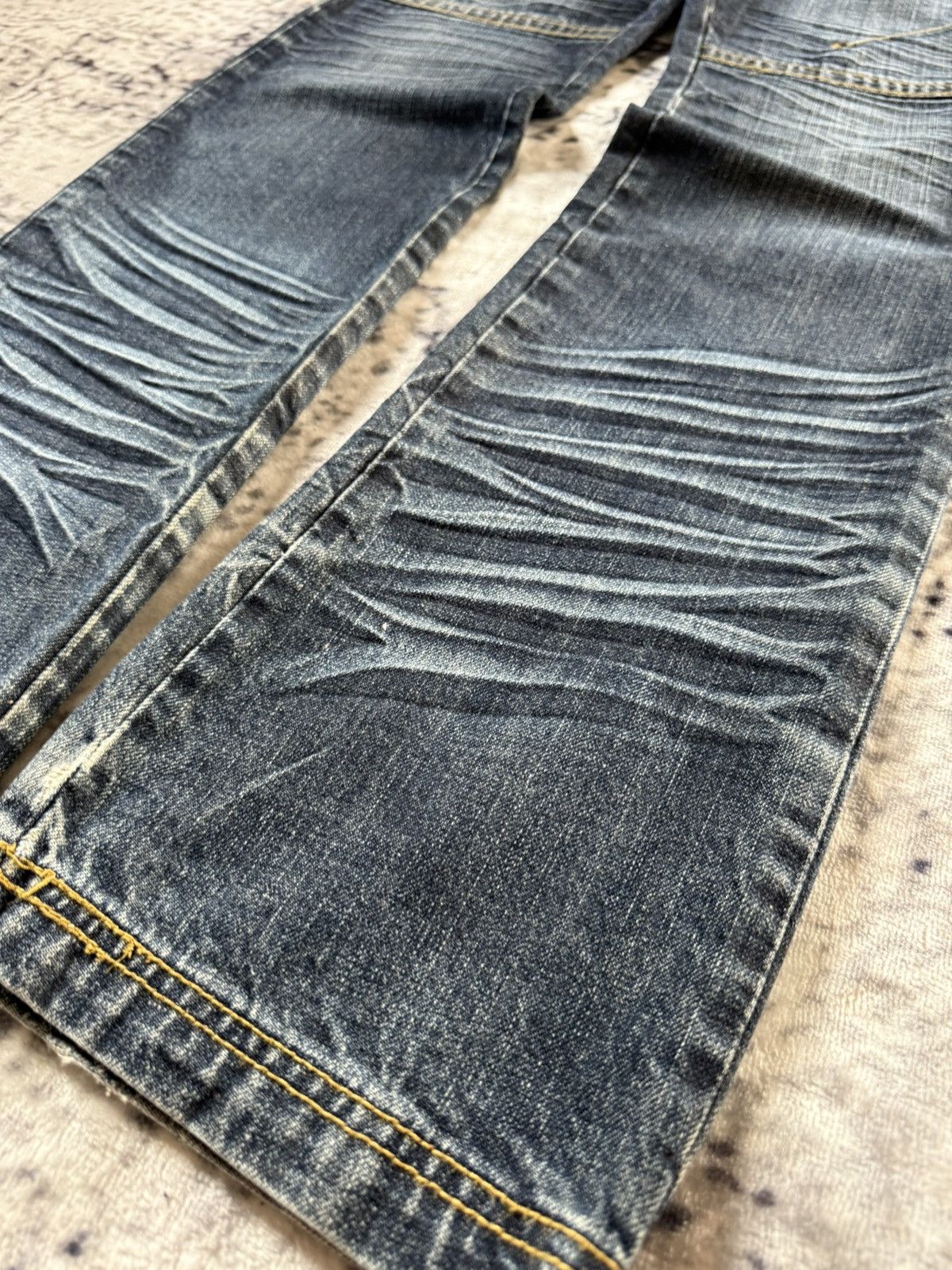 Japanese Brand Lemans Japan Claw Mark Whiskers Shadow Wash Jeans Size US 29 - 8 Thumbnail