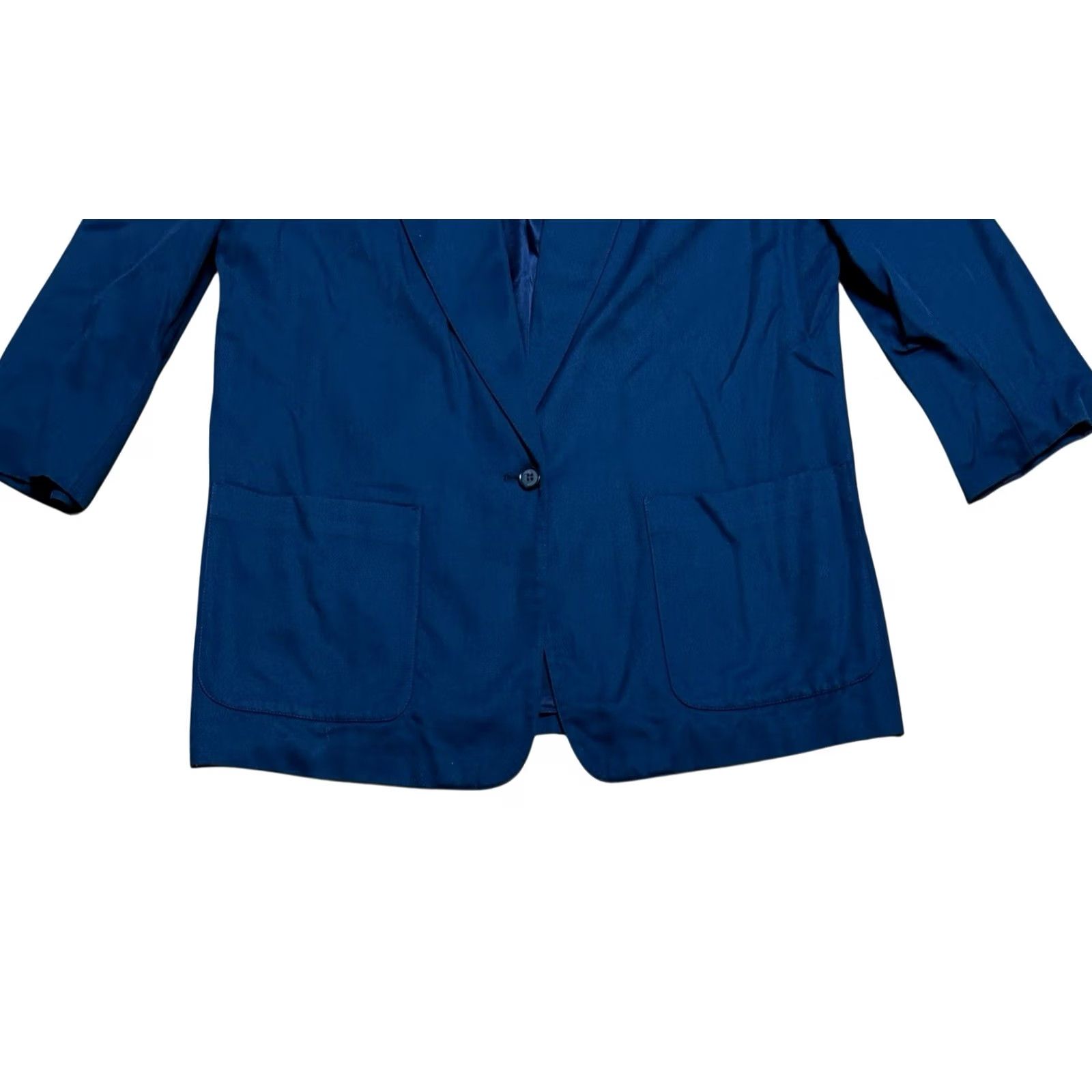 Vintage VINTAGE LLBean Navy Blue Blazer 14 Womens Single-Breasted 1-Button Notch Lapel Regular Fit 100% Rayon Made In USA 80s 90s Size XL / US 12-14 / IT 48-50 - 4 Thumbnail