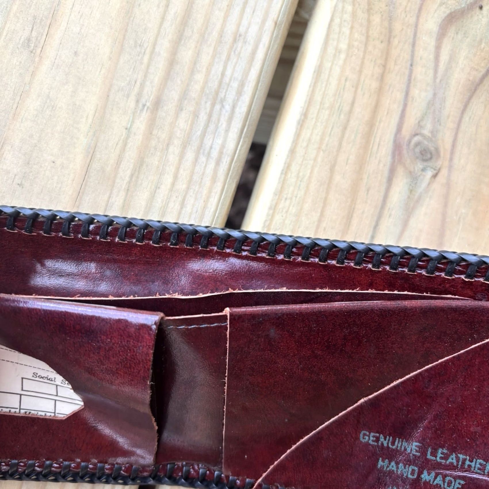 Vintage VINTAGE Bifold Leather Wallet Scales Reptile Hand Tooled Brown Blank 90s Size ONE SIZE - 3 Thumbnail
