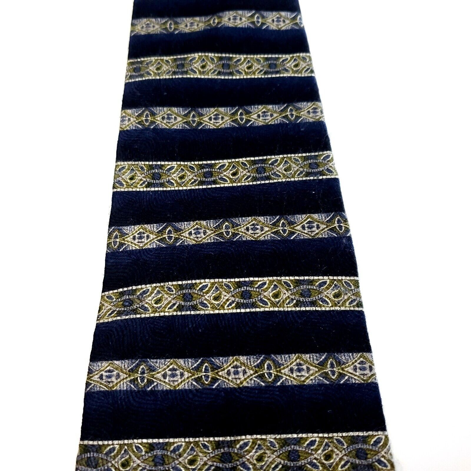 Vintage Honors Beige Black Silk Tie Woven Nordic Size ONE SIZE - 2 Thumbnail