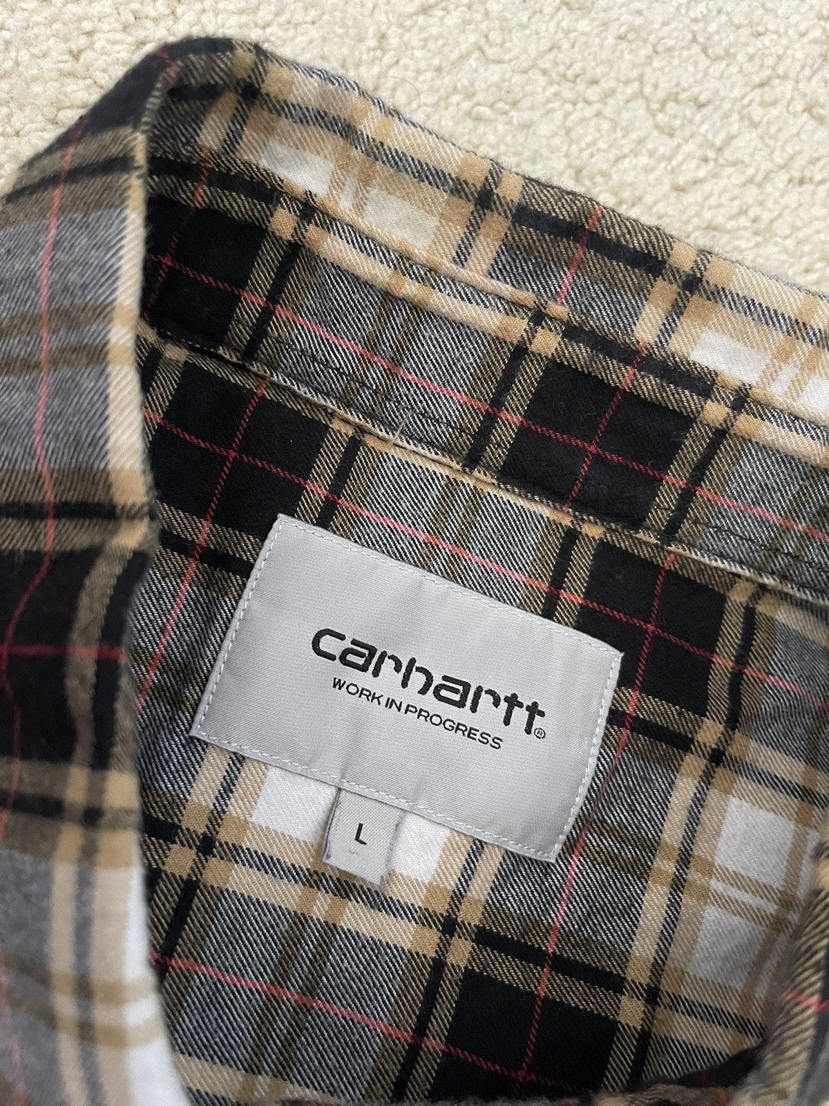 Carhartt × Carhartt Wip × Vintage Carhartt Work In Progress Black Irvin Check Flannel Shirt Size US L / EU 52-54 / 3 - 5 Thumbnail