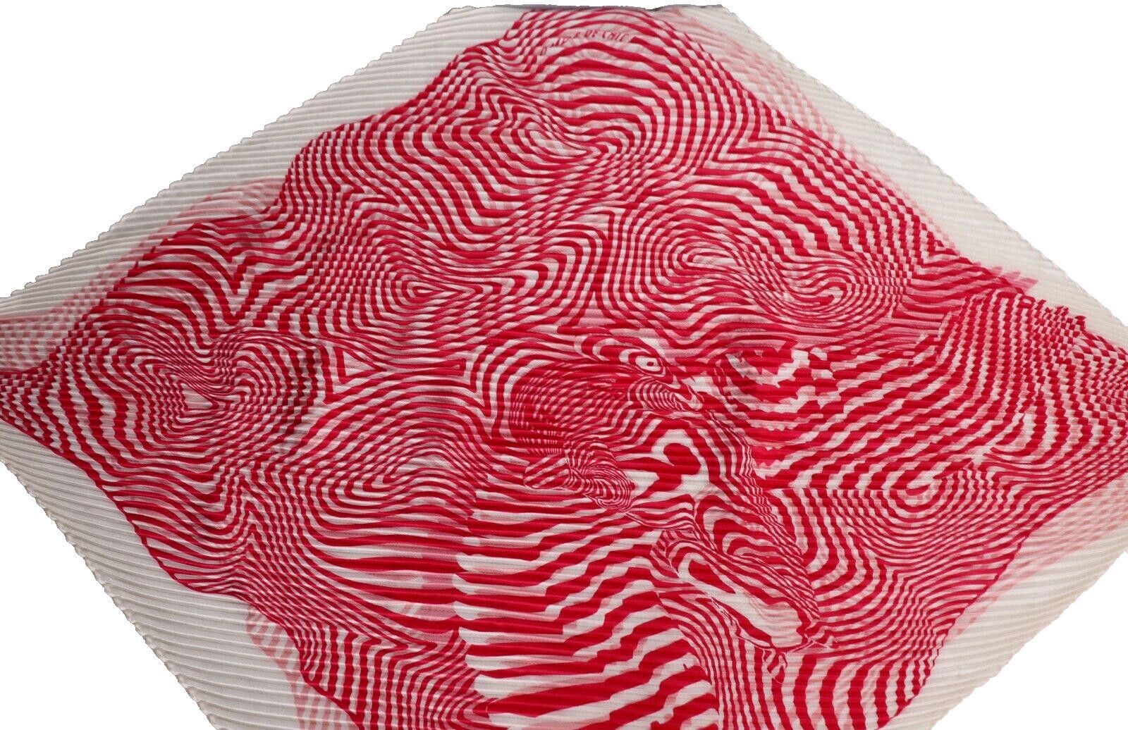 Hermes Hermès Red "Onde de Chic" Dimitri Rybaltchenko Plisse Scarf Size ONE SIZE - 5 Thumbnail