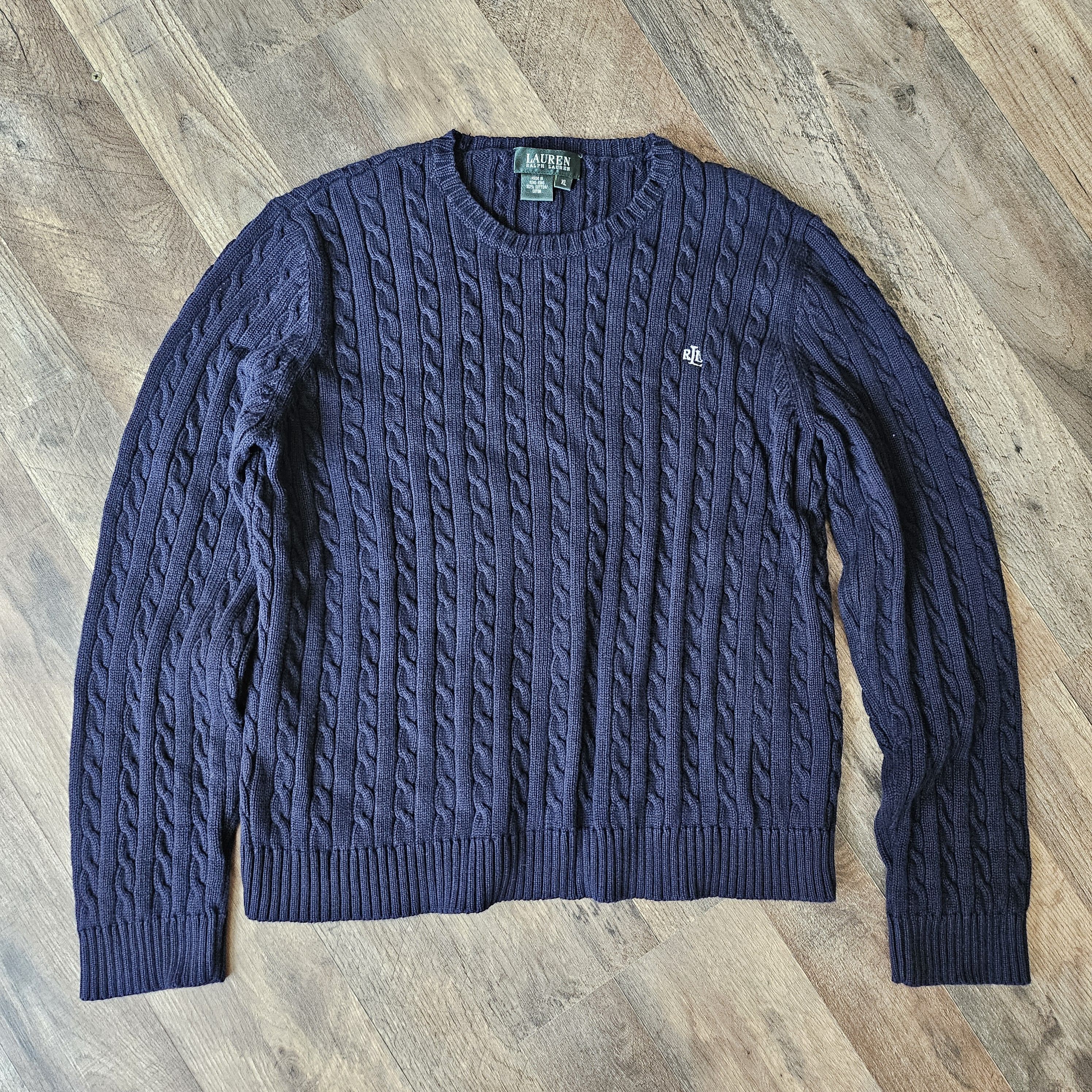 Lauren Ralph Lauren Lauren Ralph Lauren Women’s Navy Cable Knit Cotton Sweater Size XL / US 12-14 / IT 48-50 - 1 Thumbnail