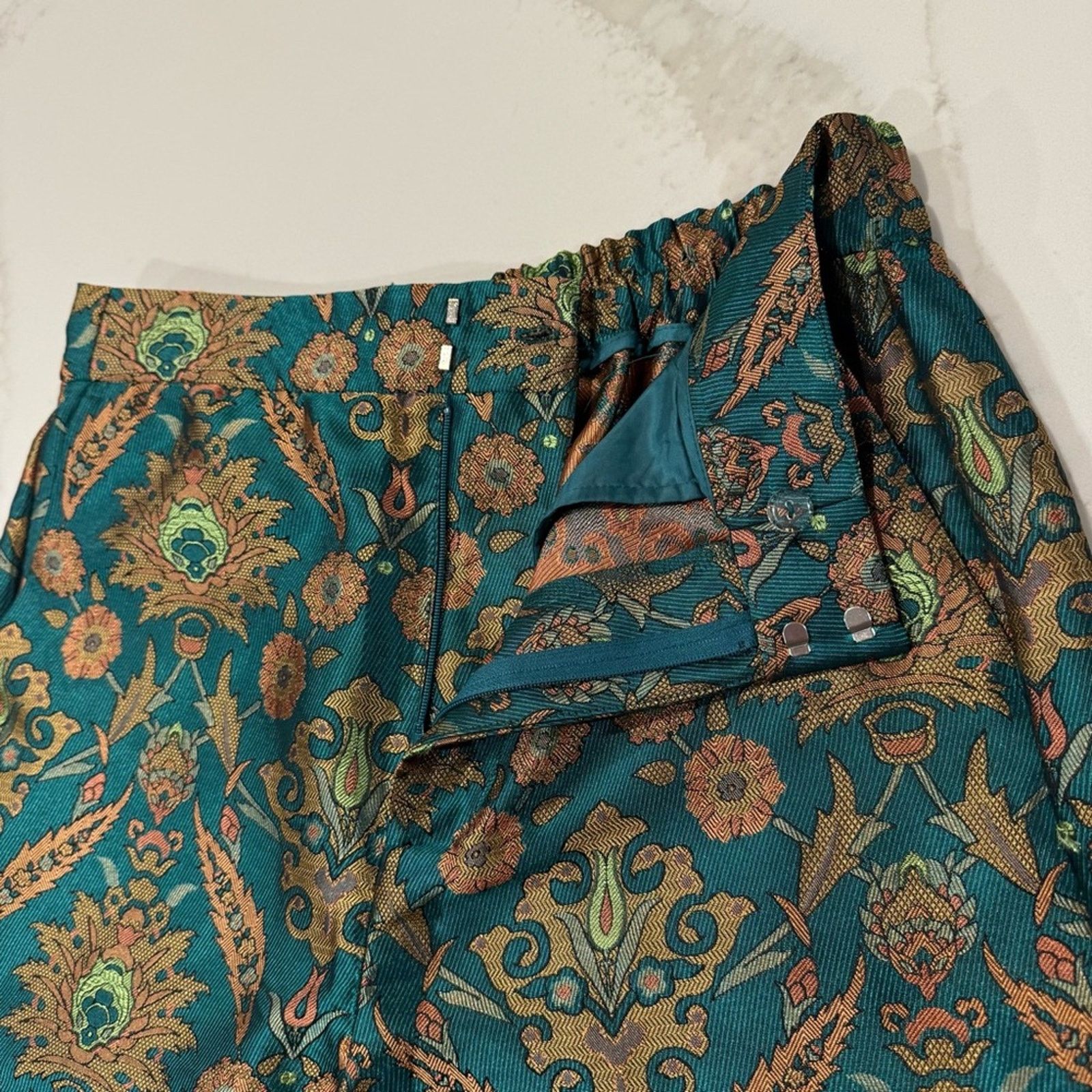 Anthropologie Maeve Anthropologie Floral Metallic Trouser Pant Women Small Size 28" / US 6 / IT 42 - 7 Thumbnail