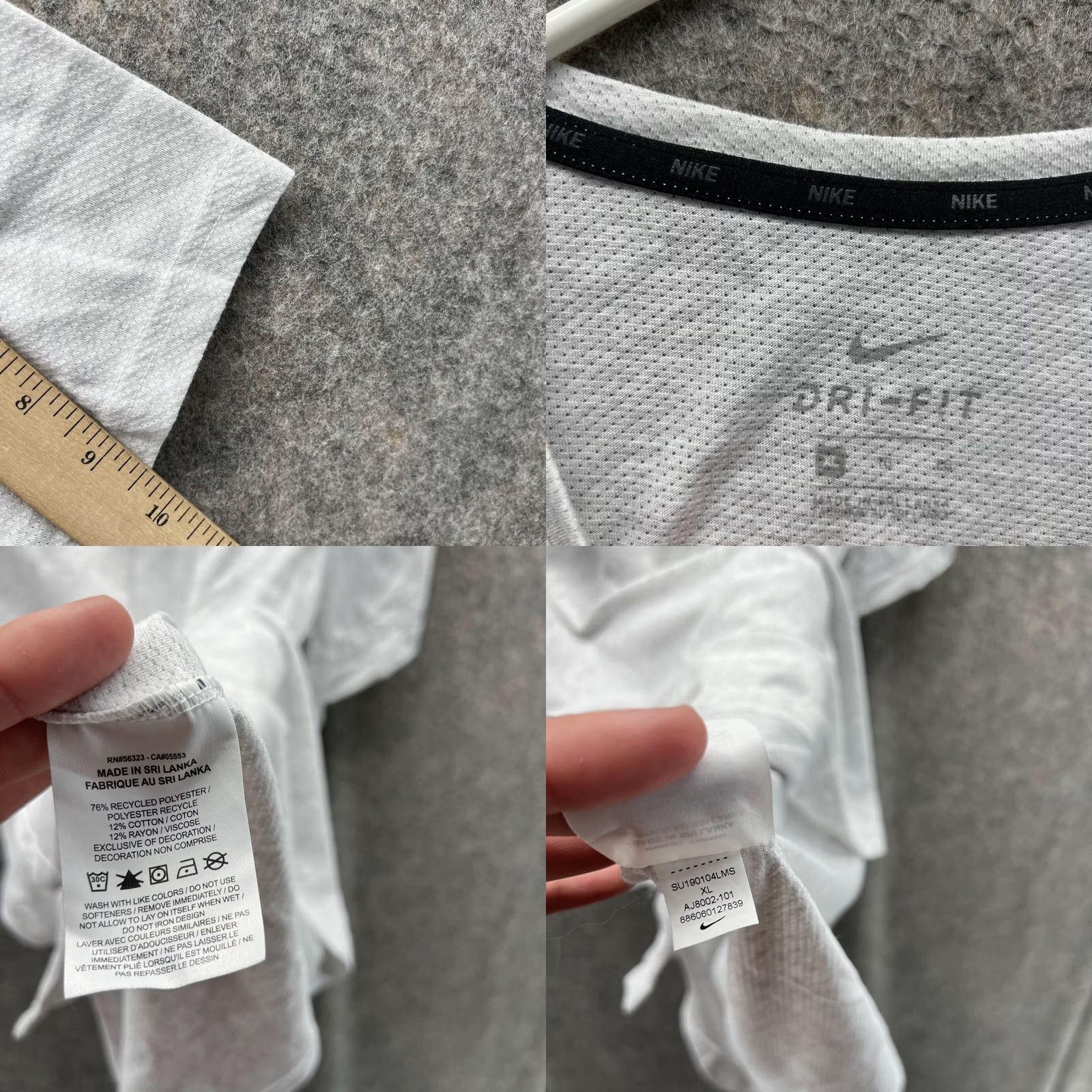Nike Nike Dri-Fit Shirt Men XL Gray Short Sleeve Crew Neck Logo Nike Dri-Fit T-Shirt Regular Fit All Seasons Adults Size US XL / EU 56 / 4 - 8 Thumbnail