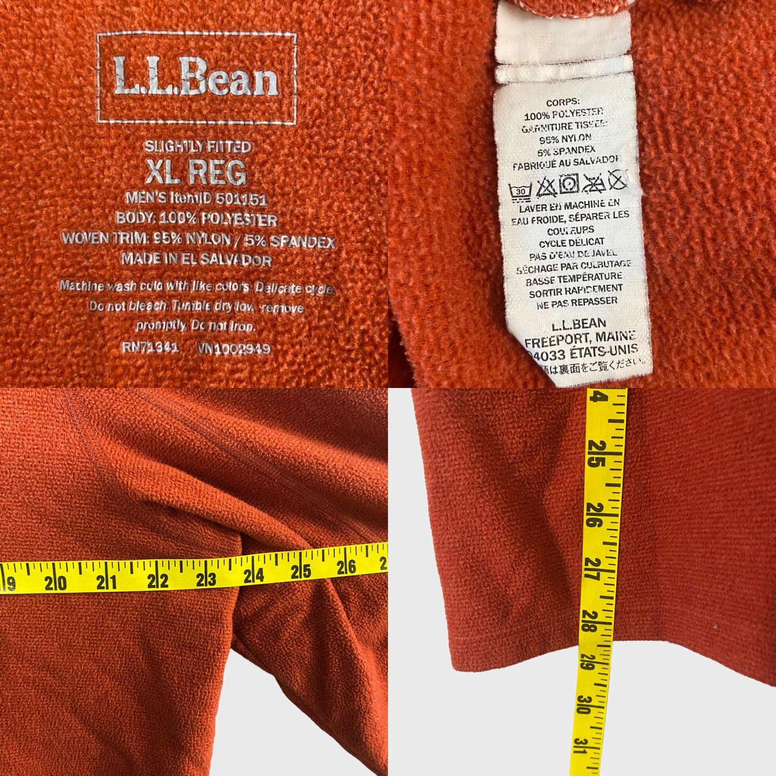 Vintage L.L Bean Half-Zip Sweater Orange Fleece Mock Neck Pullover Mens XL Shirt Size US XL / EU 56 / 4 - 8 Thumbnail