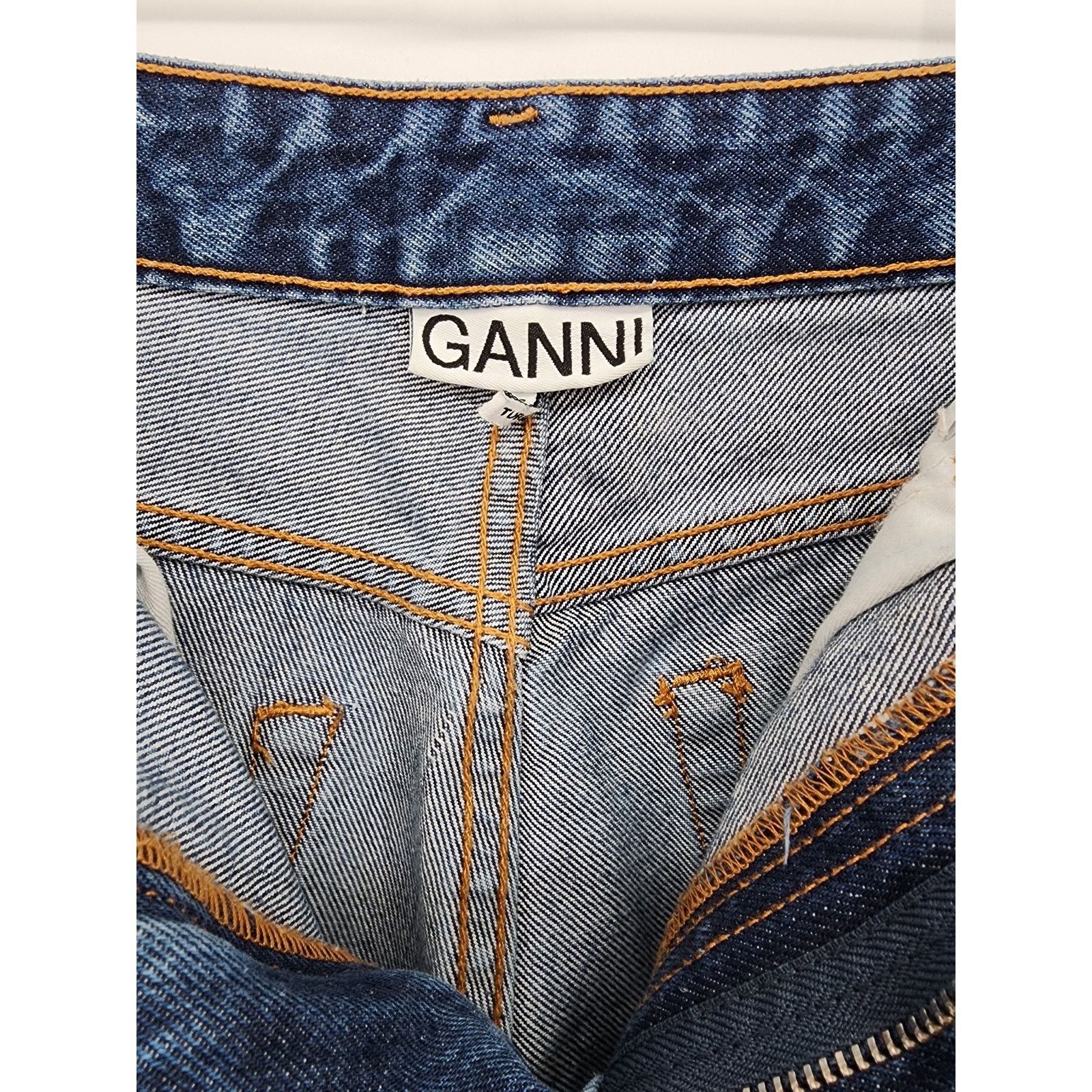 Ganni Ganni Dark Indigo Heavy Denim Straight Leg Jeans Size 28 Size 28" / US 6 / IT 42 - 8 Thumbnail