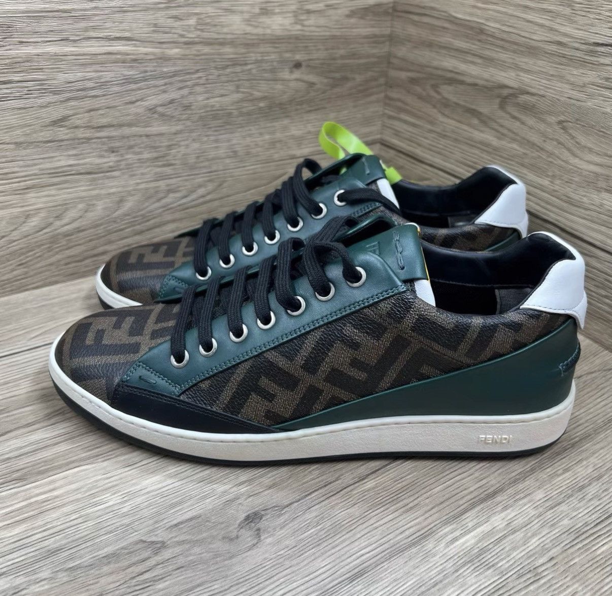 Fendi Fendi Brown & Green FF All-over Print Sneakers J41 Size US 7 / EU 40 - 1 Thumbnail