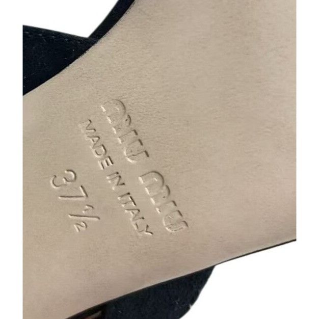 Miu Miu Miu Miu Black Suede Heels With Rhinestone Detail & Crystal S Size US 7 / IT 37 - 10 Thumbnail