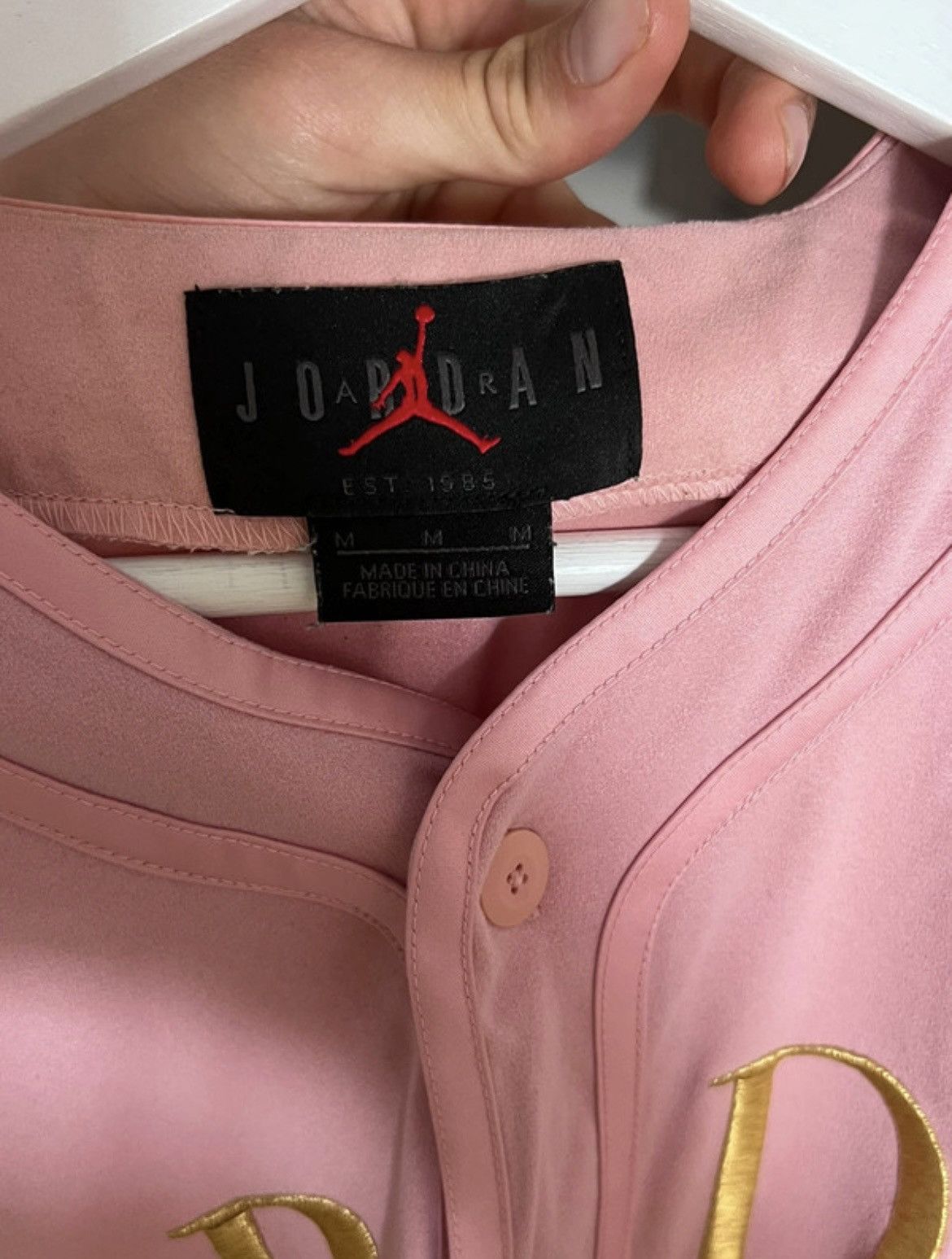 Jordan Brand Pink Suede Jordan Baseball Jersey Size US M / EU 48-50 / 2 - 3 Thumbnail