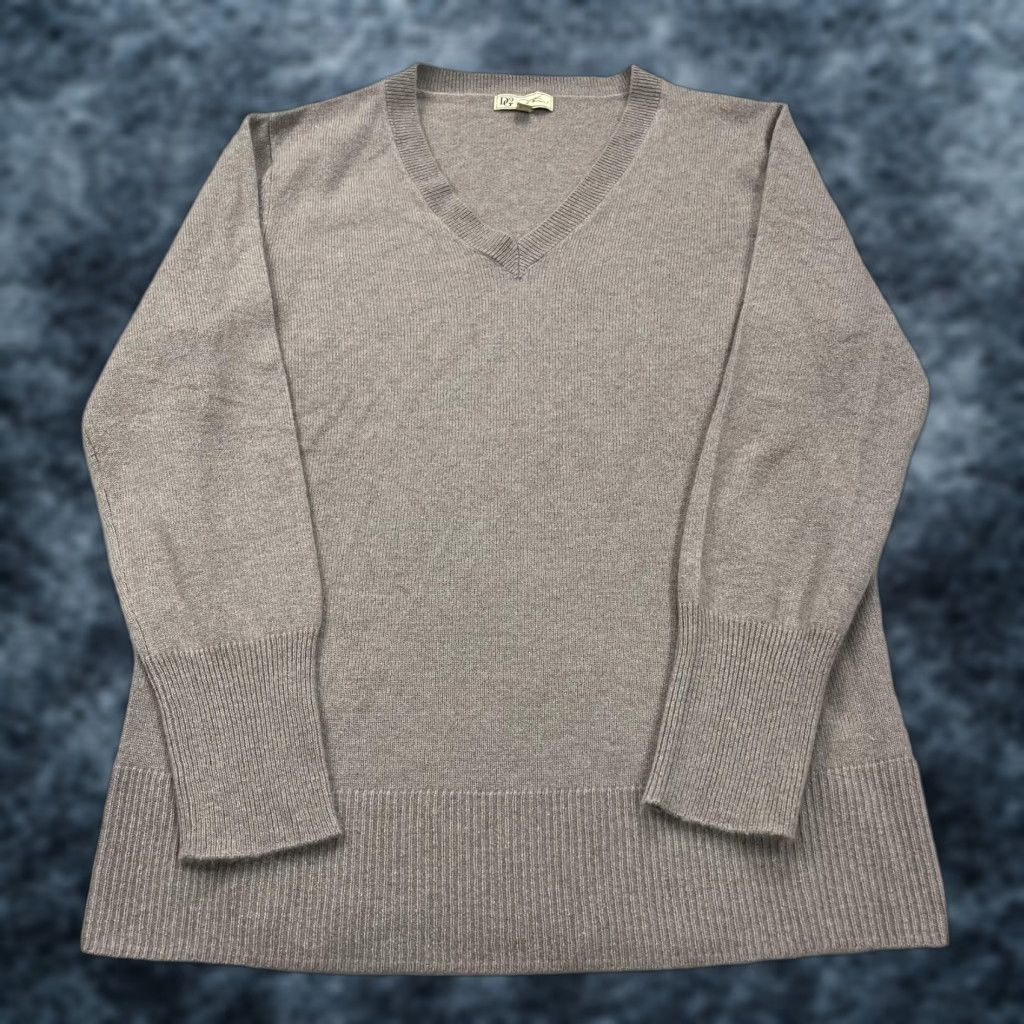 Vintage Diane Gilman DG2 Sweater Womens Large Brown 100% Cashmere V-Neck Long Sleeve Knit Pullover Casual Workwear Size L / US 10 / IT 46 - 1 Thumbnail