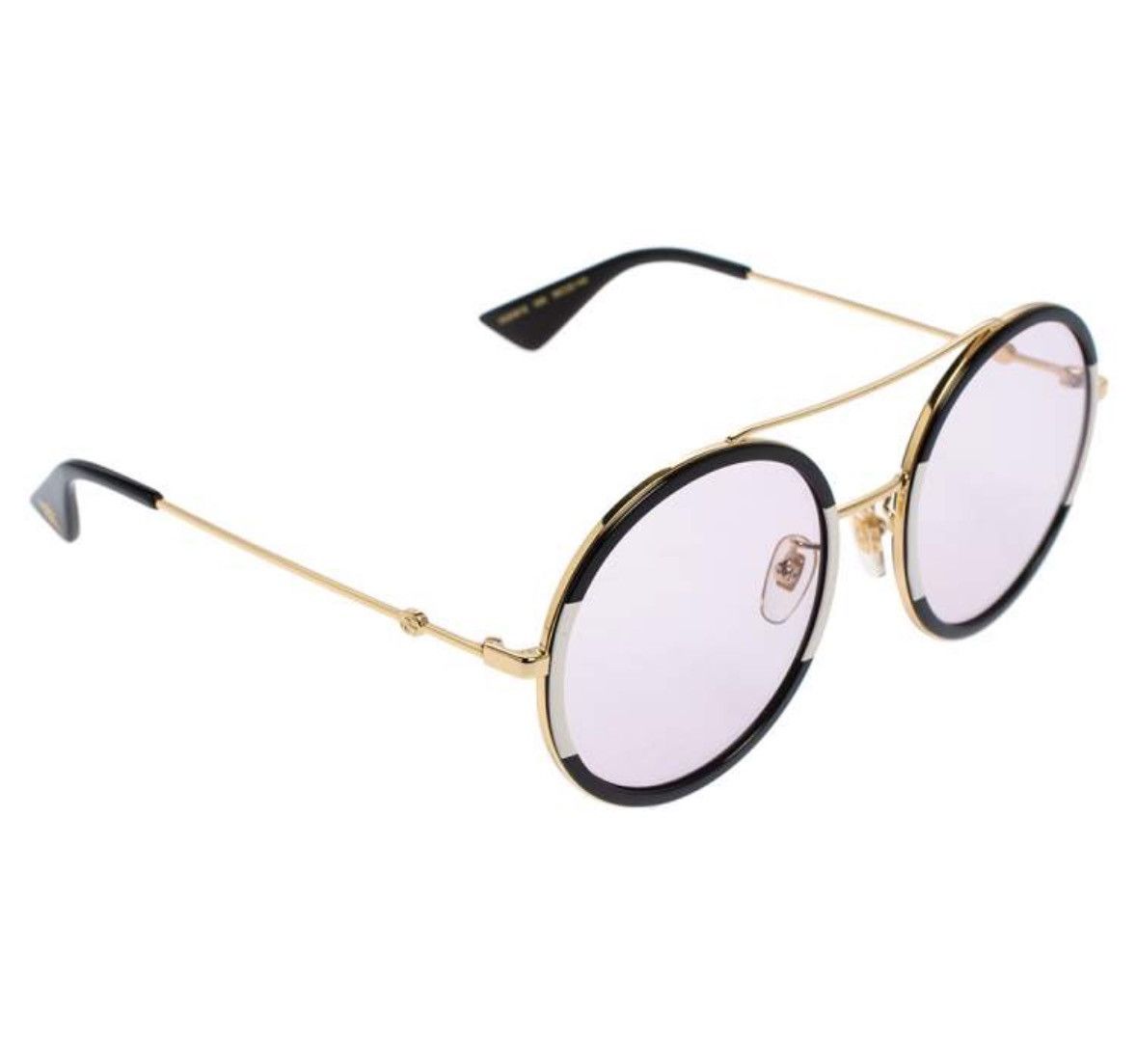 Gucci Black and White Round Light Tint Sunglasses